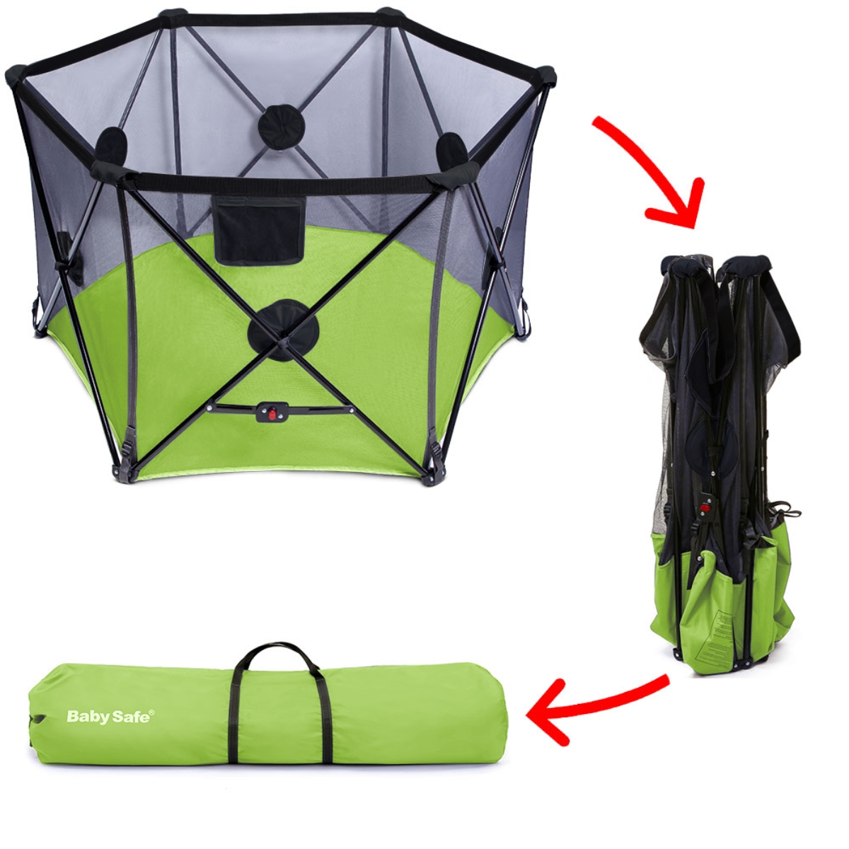 بيبي سيف ساحة لعب قابلة للطي باللون الأخضر للرضع، 0-2 سنة