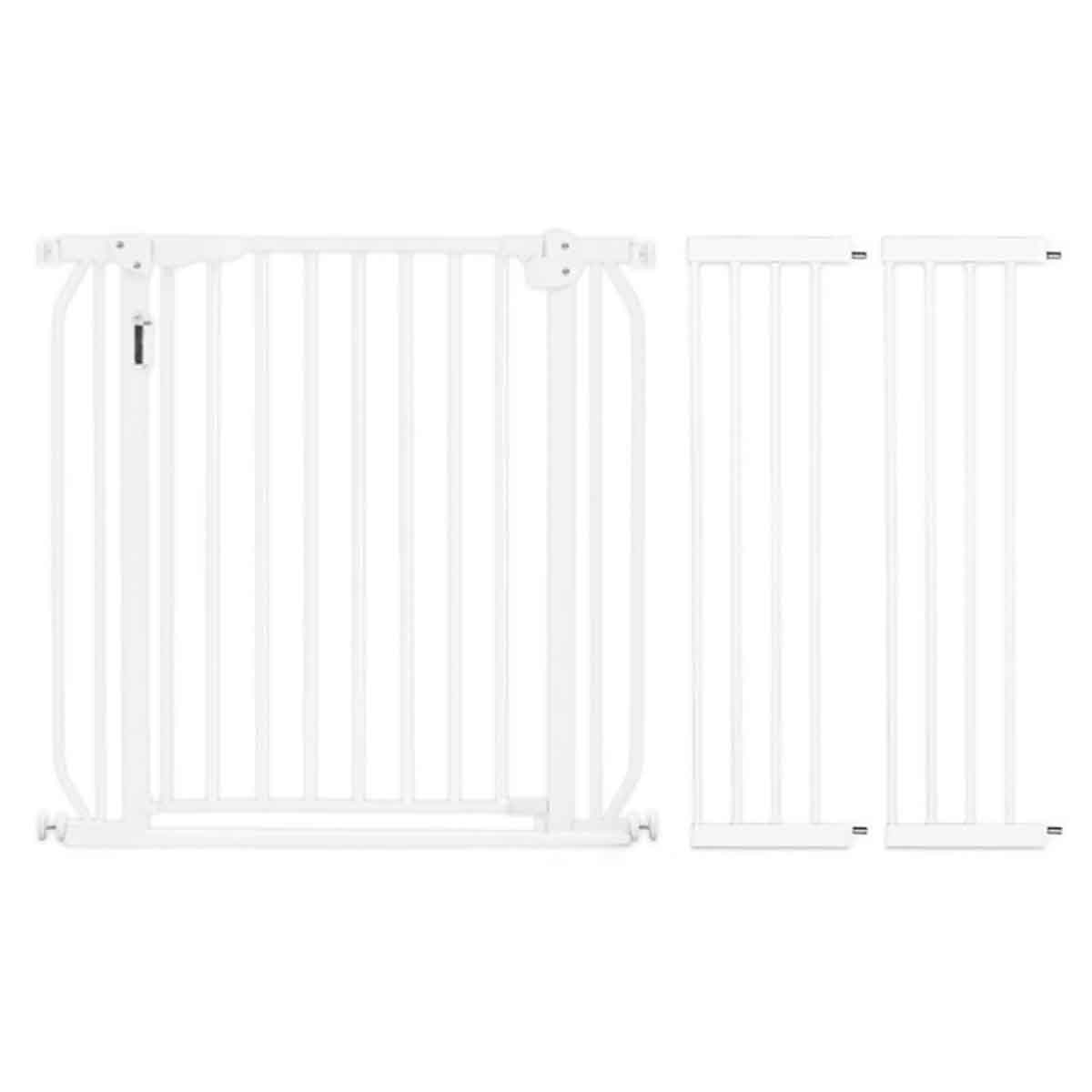 بيبي سيف بوابة أمان معدنية بإضاءة ليد مع مجموعة تمديد قطعتين بطول 20 سم للجنسين، 5-7 سنوات