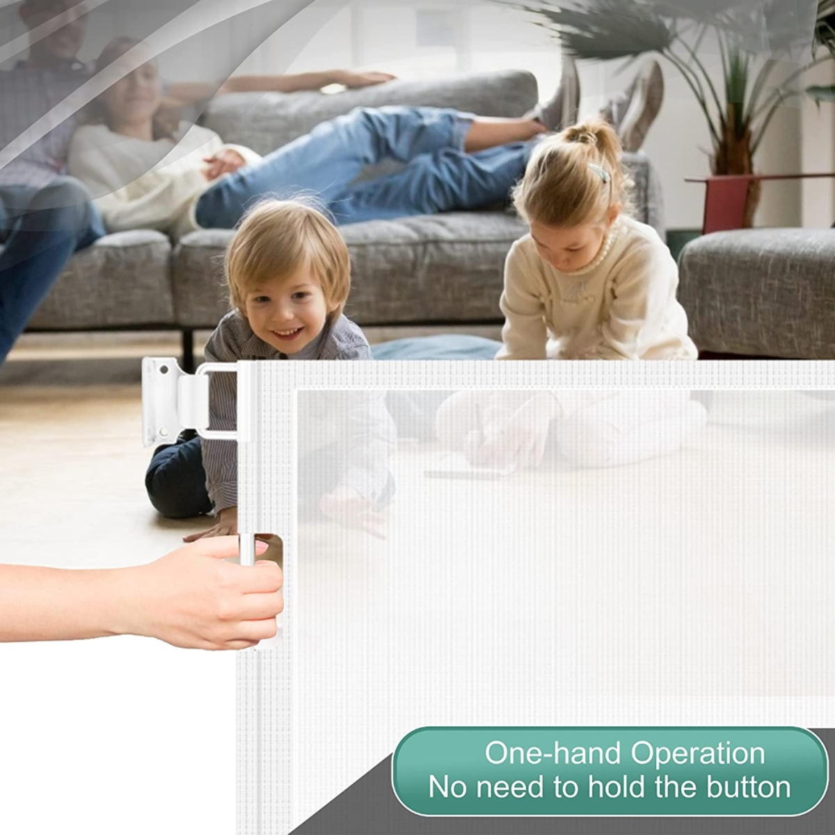 بيبي سيف بوابة شبكية قابلة للسحب باللون الأبيض للأطفال من عمر 0 إلى 2 سنة