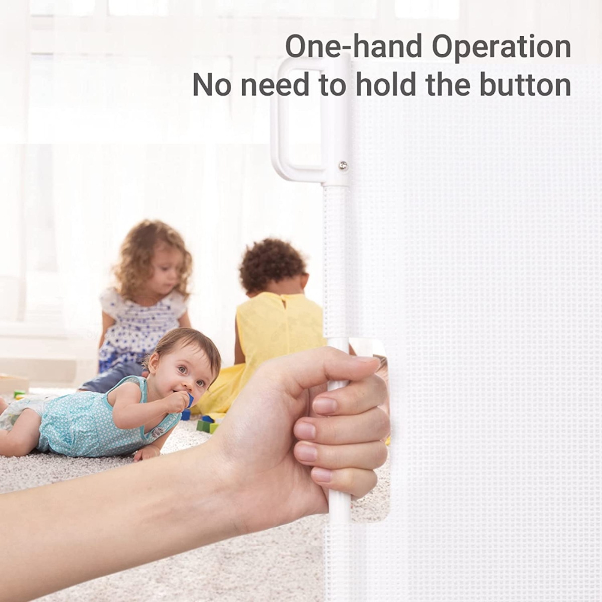 بيبي سيف بوابة شبكية قابلة للسحب باللون الأبيض للأطفال من عمر 0 إلى 2 سنة
