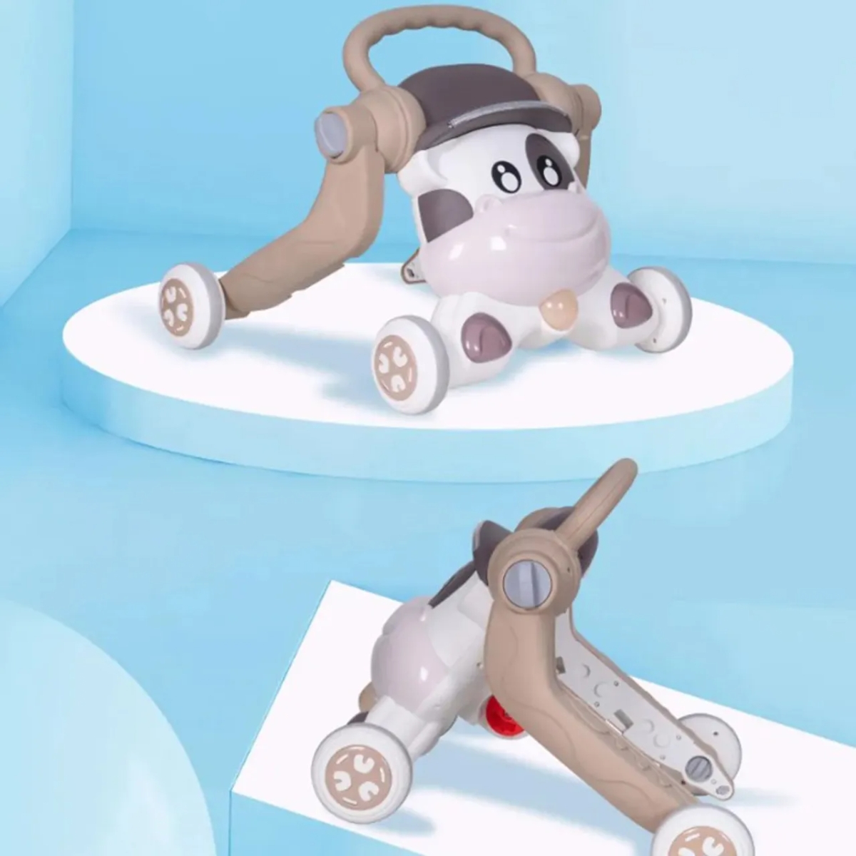 بيبي دريم مشاية 3 في 1 بلون بني بارتفاع قابل للتعديل للأطفال من عمر 0 إلى 2 سنة