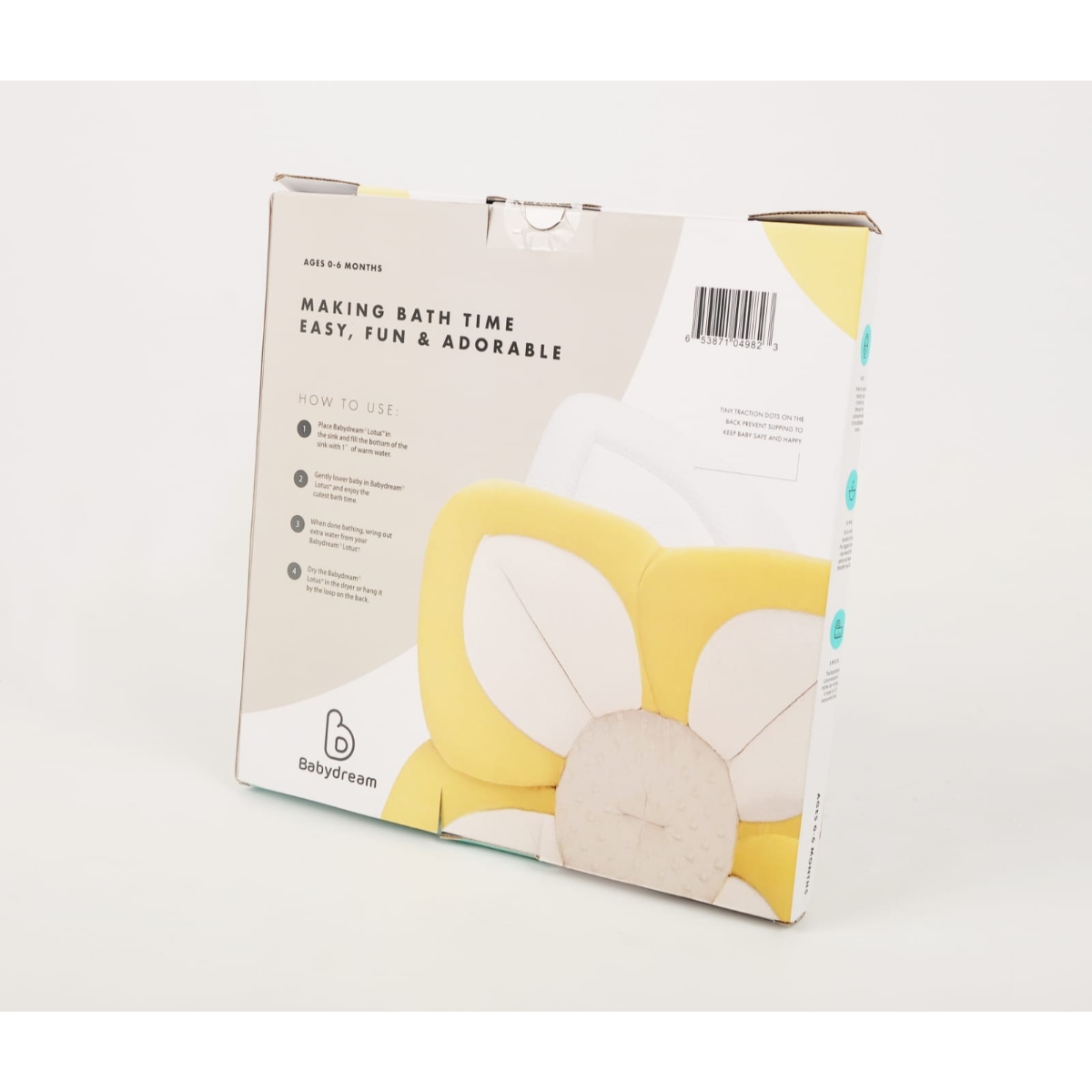 بيبي دريم إسفنجة استحمام بشكل لوتس رمادية للأطفال من عمر 0 إلى 2 سنة