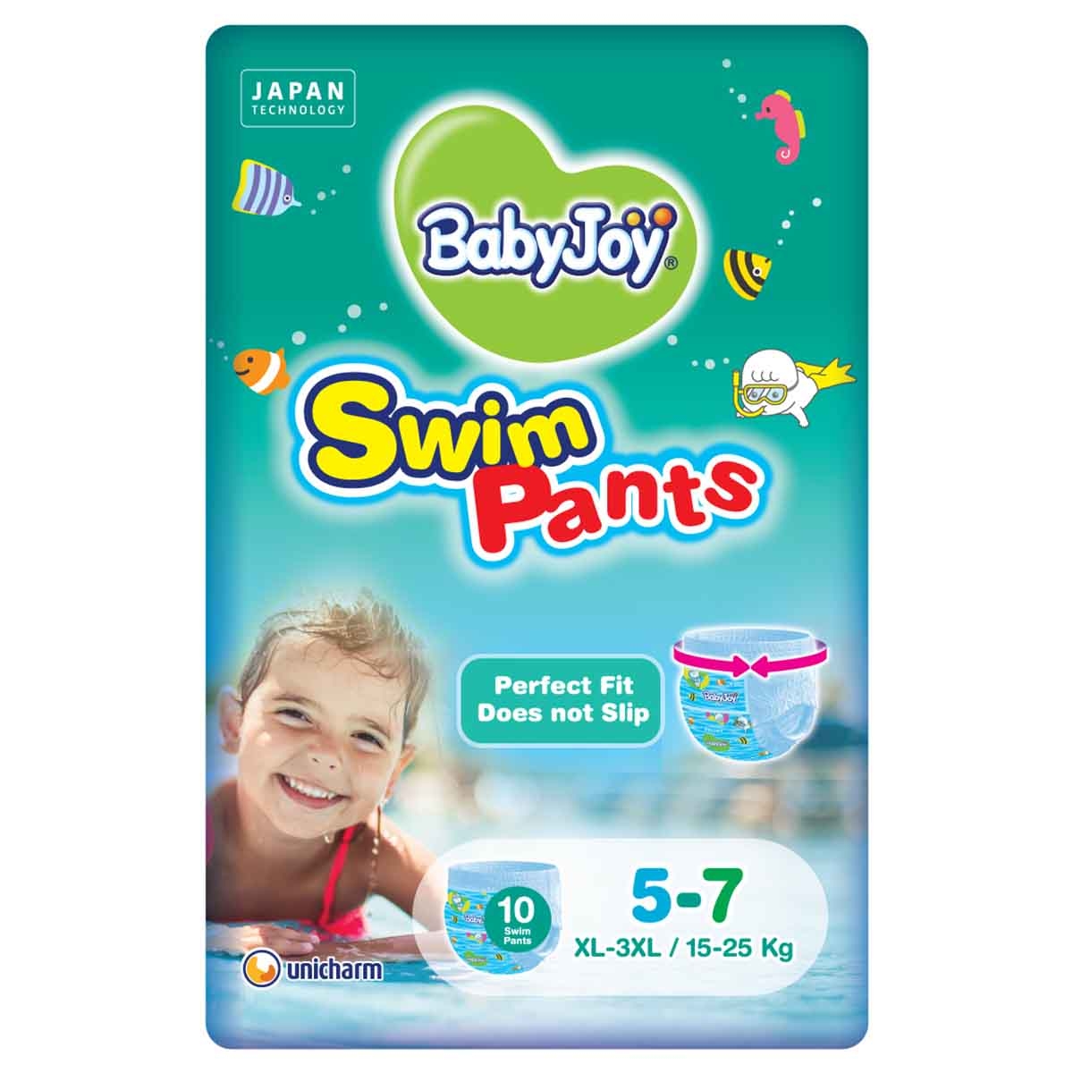 بيبي جوي حفاضات سباحة سروال مقاس 5-7 XL–3XL 15-25 كغ – 10 قطع