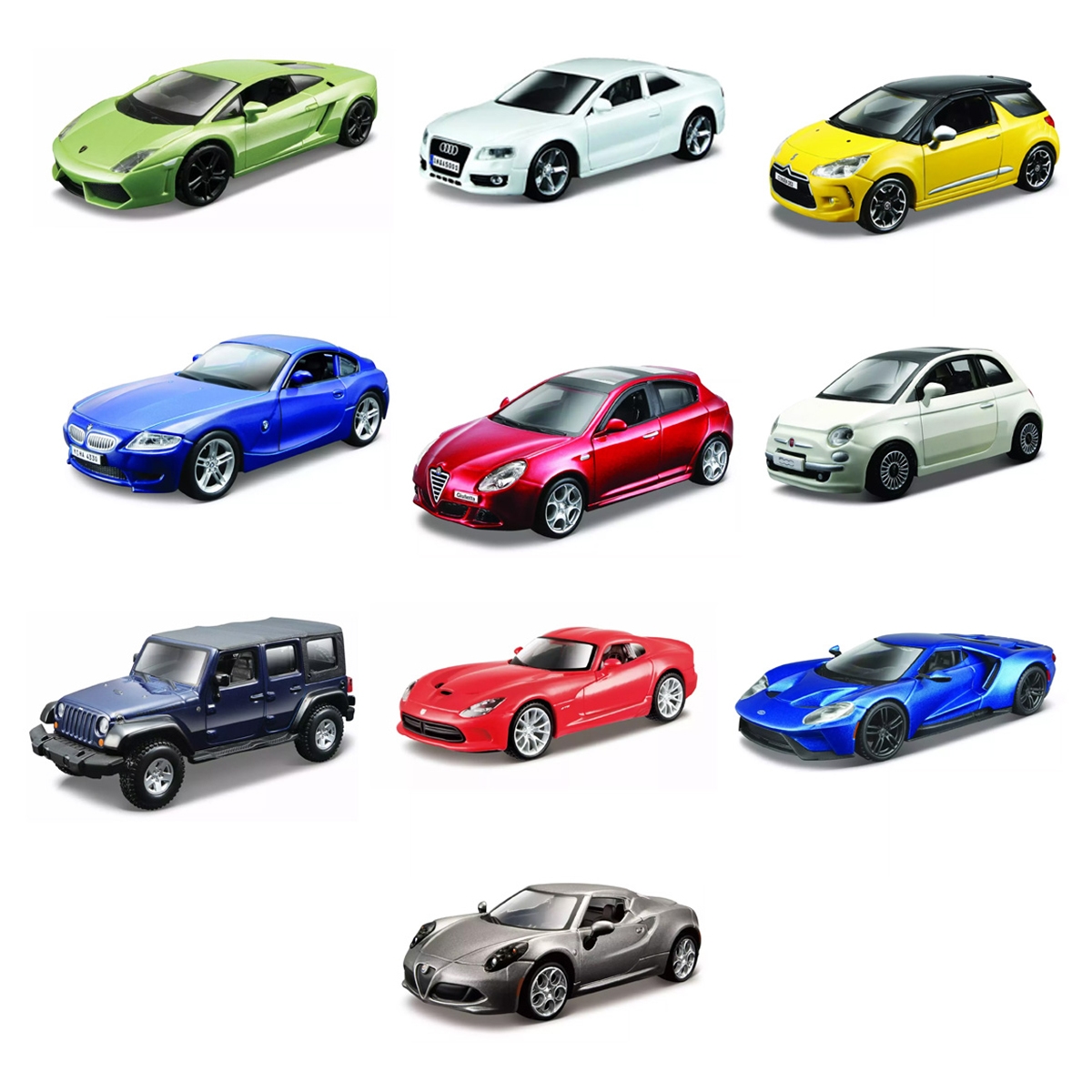 بوراغو سيارات مصبوبة معدنية متنوعة بمقياس 1:32 للأولاد، 3-4 سنوات، مجموعة من 18