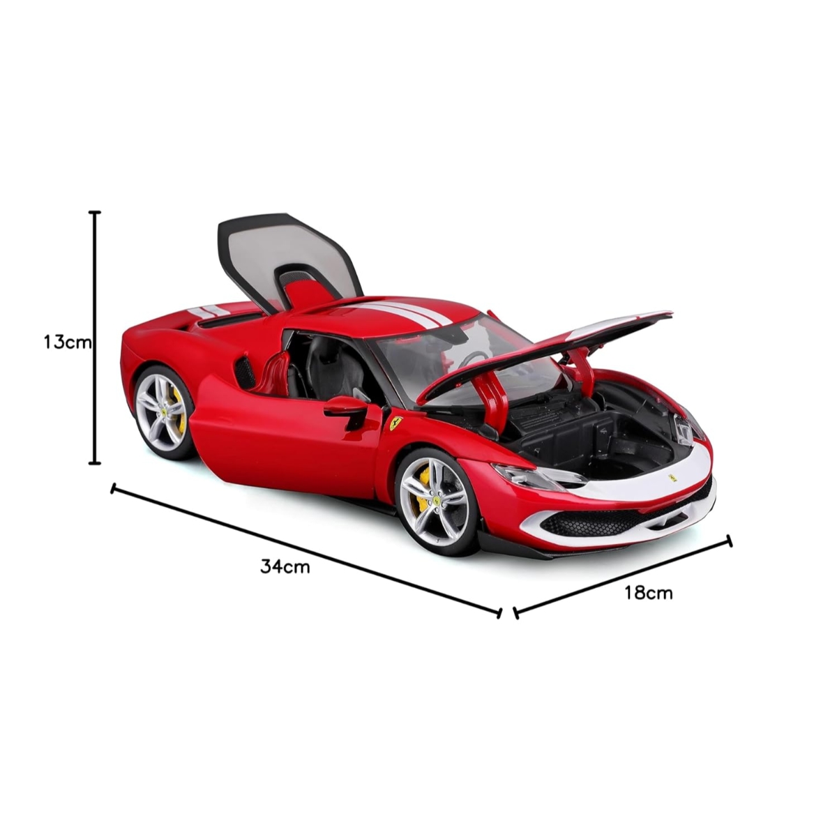 بوراجو سيارة فيراري 296 GTB بمقياس 1:18 للأولاد، 3-4 سنوات