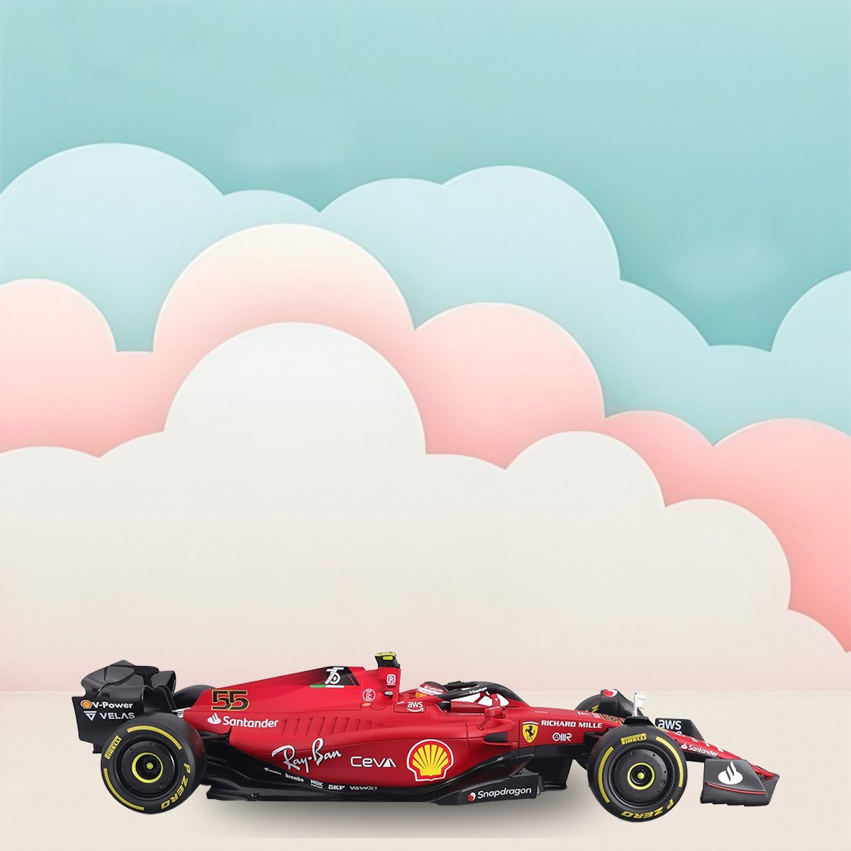 بوراجو سيارة فيراري F1-75 2022 ساينز بمقياس 1:18 للأولاد، 13+ سنوات