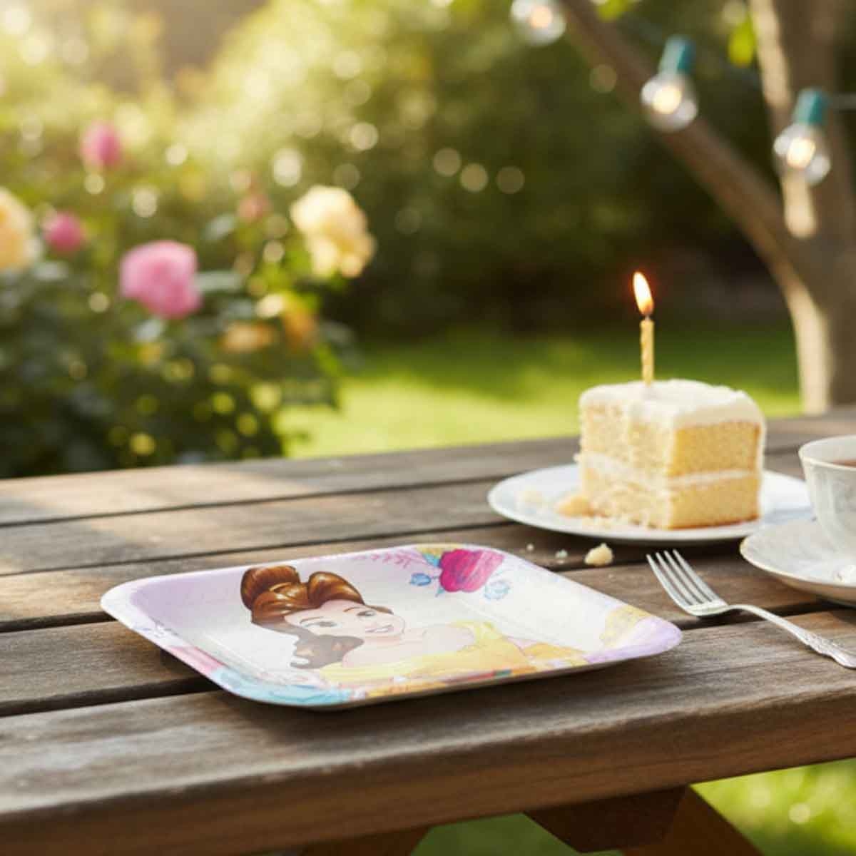 ديزني برنسيس طبق مربّع 9 انش الجميلة والوحش