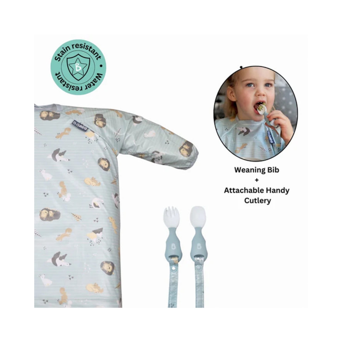 بيبادو مريلة شاملة مع مجموعة أدوات مائدة هاندي للجنسين، 0-2 سنوات