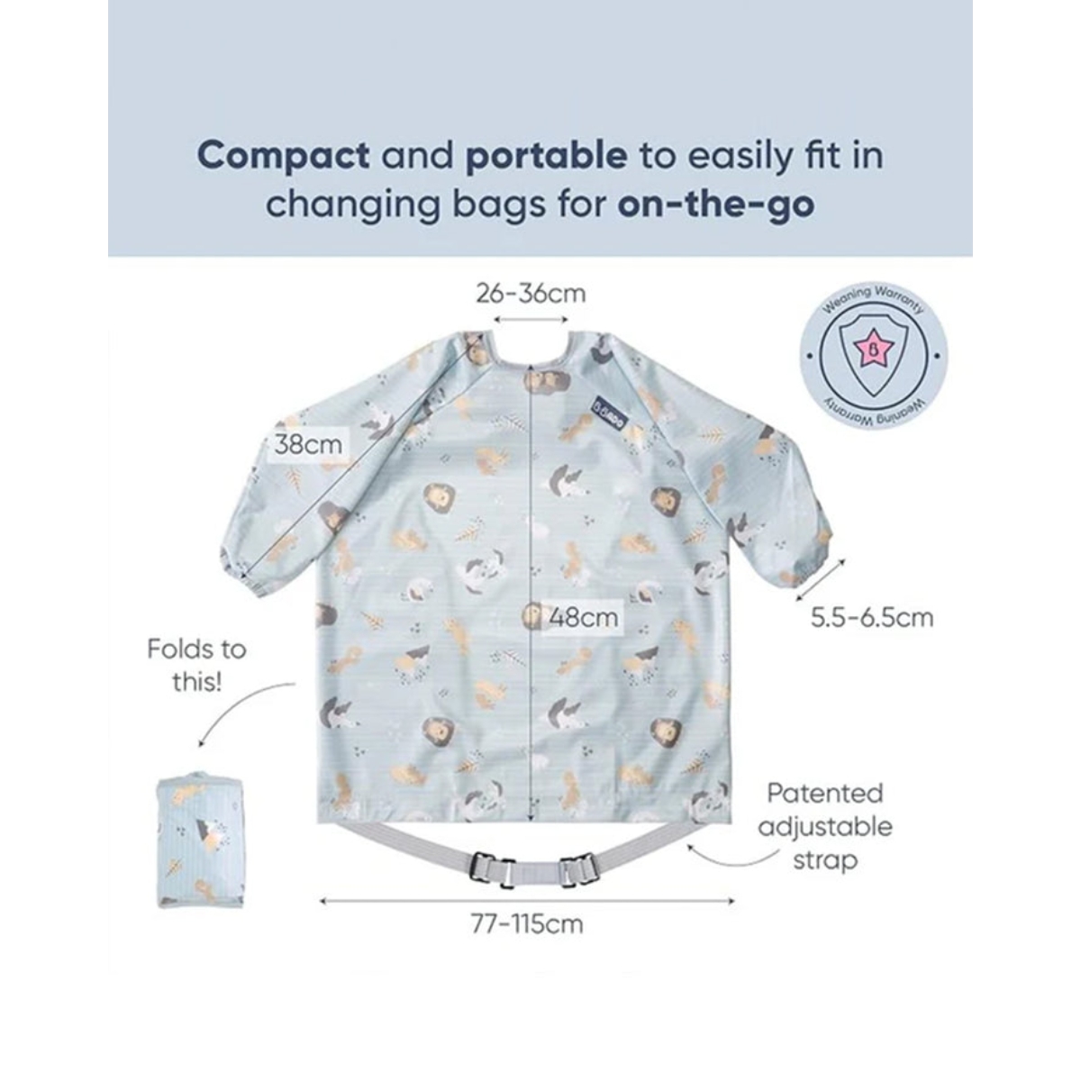 بيبادو مريلة شاملة مع مجموعة أدوات مائدة هاندي للجنسين، 0-2 سنوات