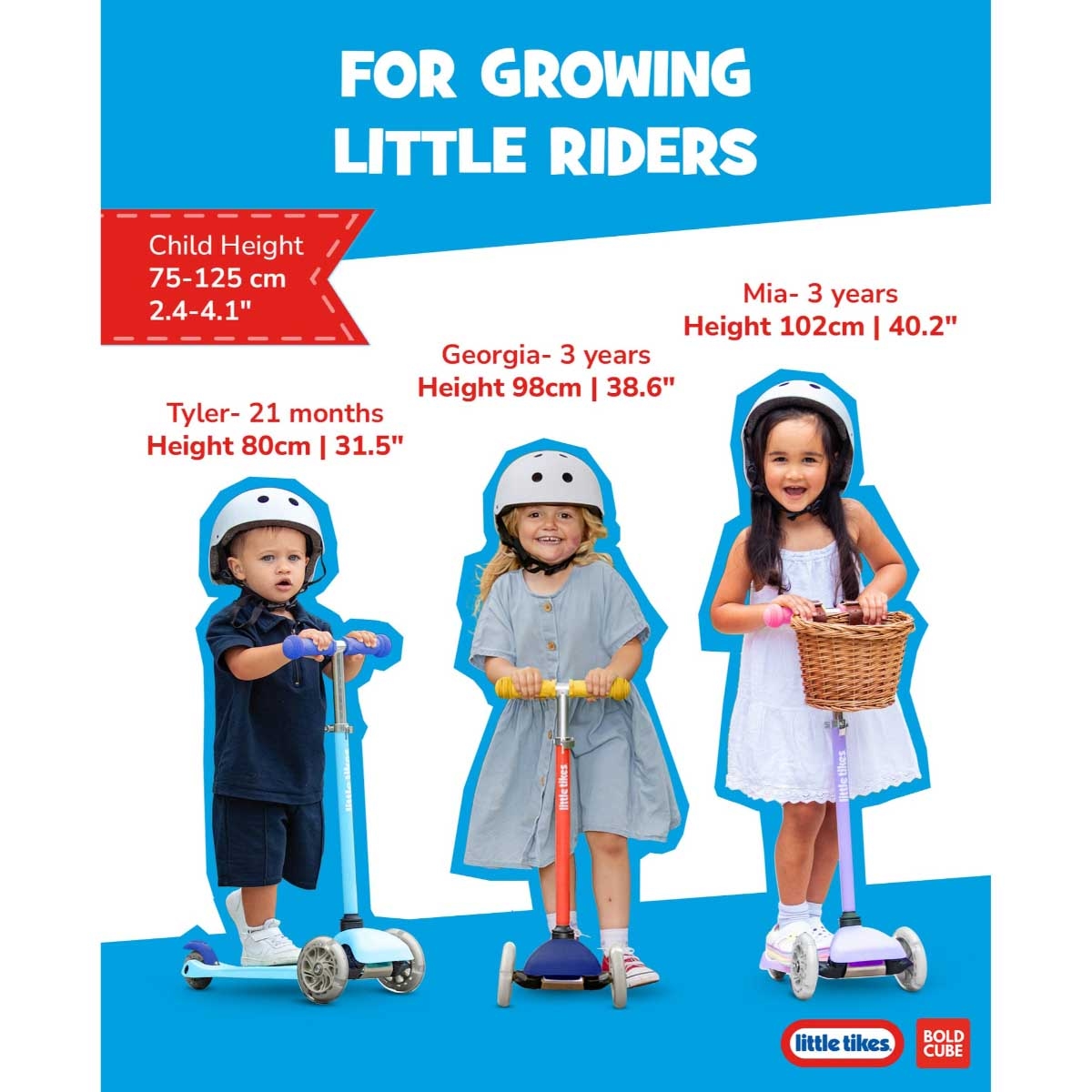بولد كيوب ليتل تايكس سكوتر تيني كلاسيكي بثلاث عجلات للجنسين، 3-4 سنوات