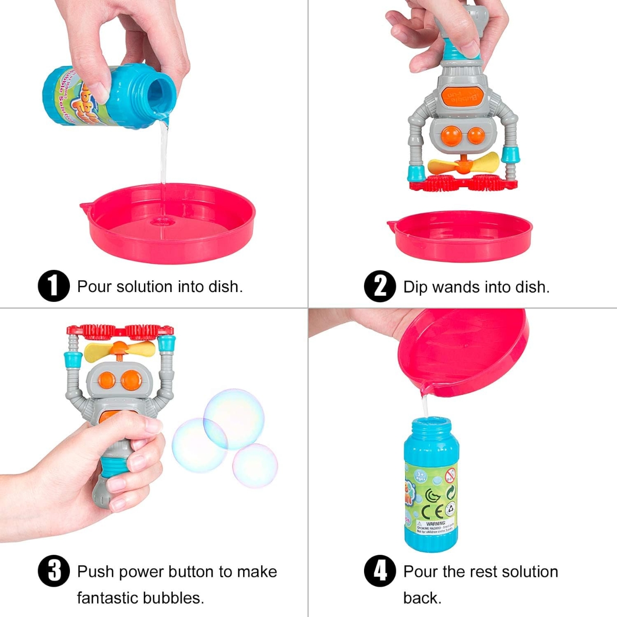 بابل فن صانع فقاعات على شكل صديق فضائي يعمل بالبطارية مع محلول للجنسين، 3-4 سنوات