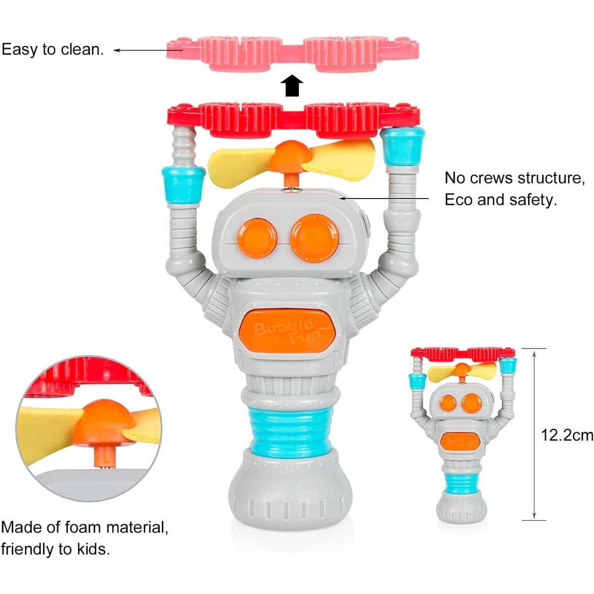 بابل فن صانع فقاعات على شكل صديق فضائي يعمل بالبطارية مع محلول للجنسين، 3-4 سنوات