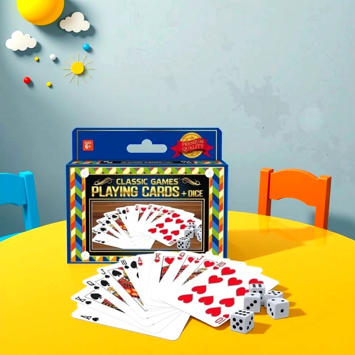 كلاسيك جيمز أوراق لعب مع لعبة نرد للجنسين، 5-7 سنوات