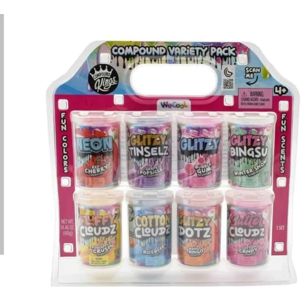 كومباوند كينغز مجموعة سلايم منوعة 8 عبوات للجنسين، عمر 5-7 سنوات