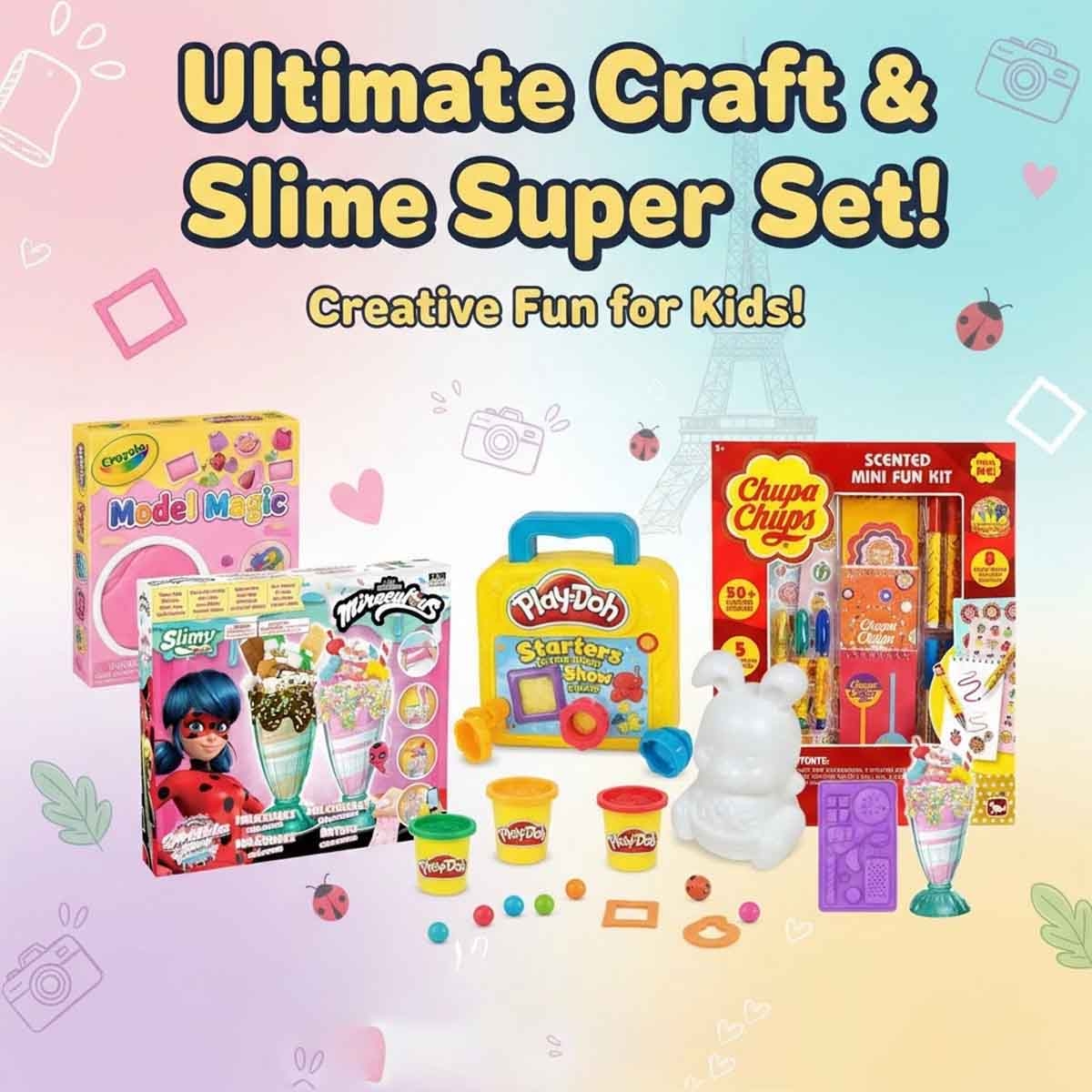 كرايولا مجموعة الصلصال مع طقم الأرنب المتوهج وسلايم ميراكولوس وأدوات تشوبا تشوبس وبلاي-دو فوتو فن، للجنسين، 3-4 سنوات