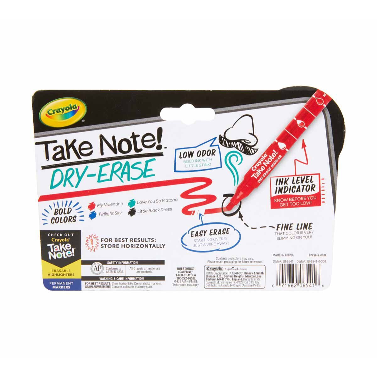 كرايولا أقلام ماركر سبورة بدون رائحة تيك نوت – 4 أقلام، للجنسين، 11-12 سنة