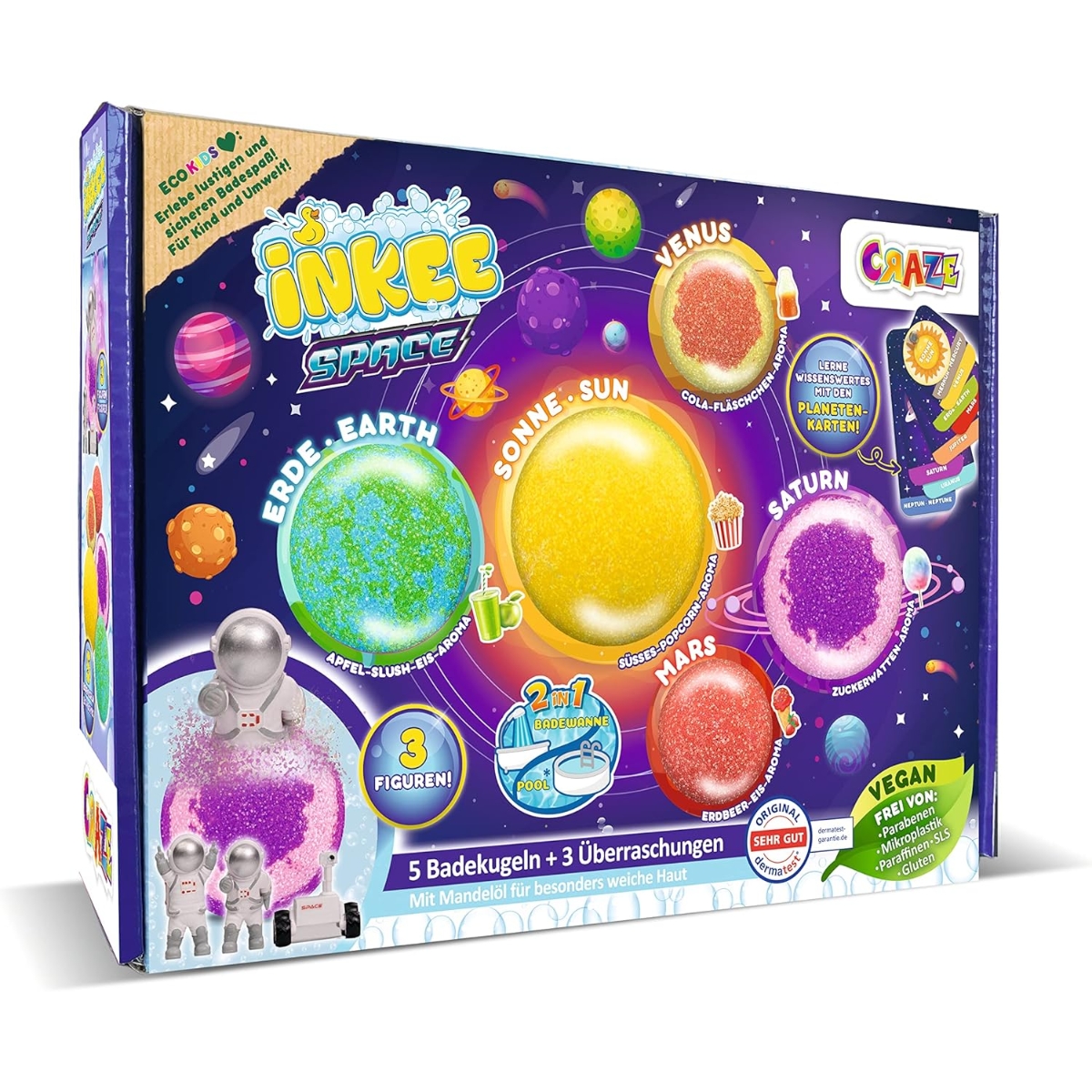 كريزإنكي سبيس مجموعة كرات استحمام فوّارة للجنسين، 3-4 سنوات،310جم مجموعة من 5