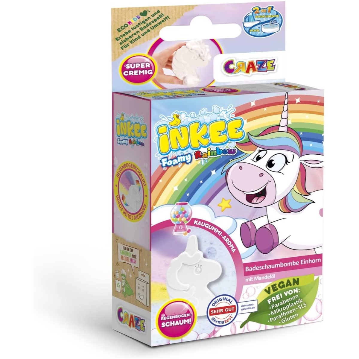 كريز إينكي قنبلة استحمام فومية 3 ألوان ليونيكورن 60غ للجنسين، 3-4 سنوات