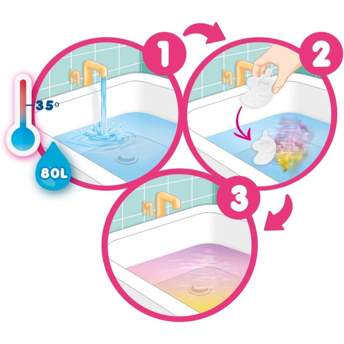 كريز إينكي قنبلة استحمام فومية 3 ألوان ليونيكورن 60غ للجنسين، 3-4 سنوات