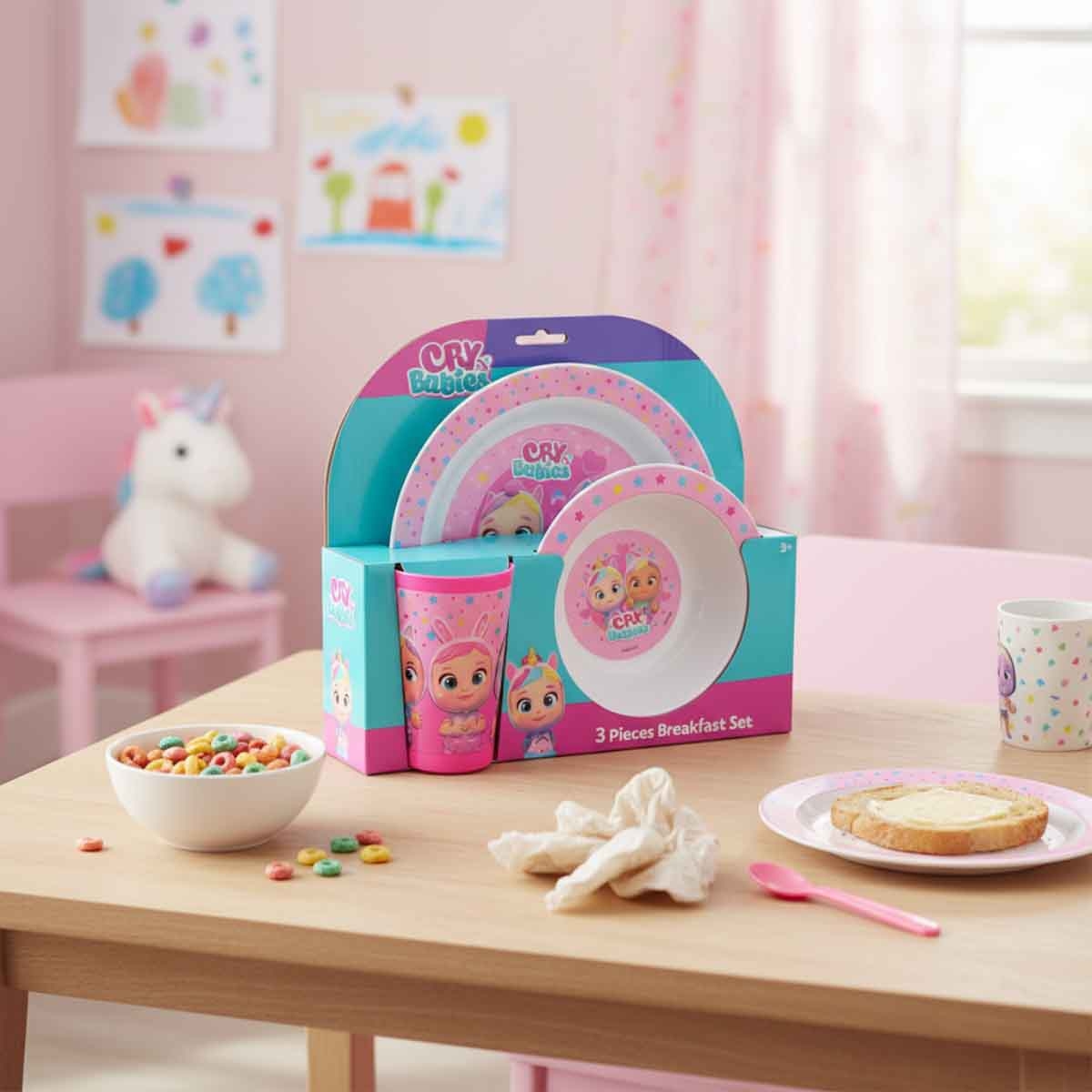 كراي بيبيز طقم إفطار أطفال من 3 قطع آمن للاستخدام في الميكروويف