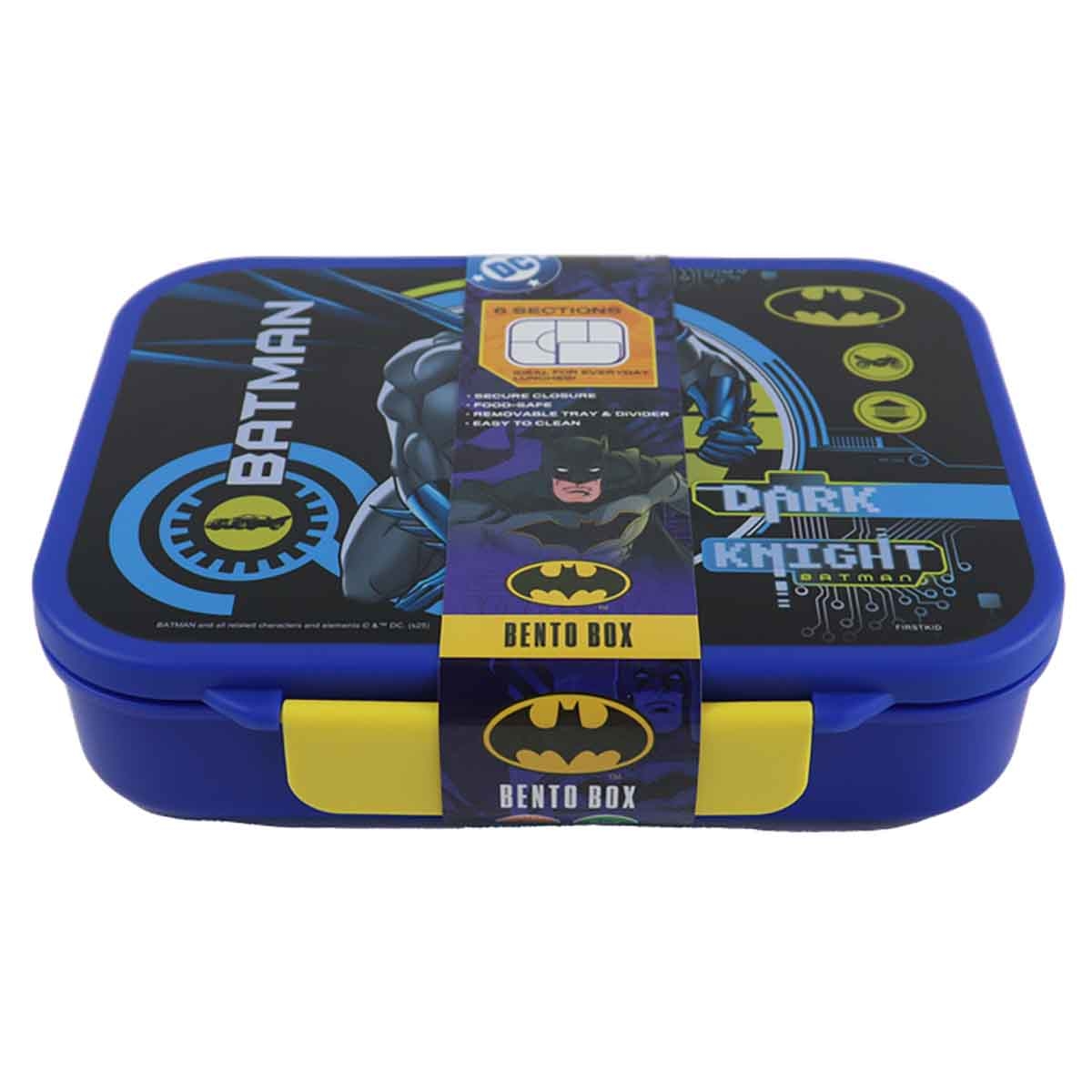 دي سي باتمان صندوق غداء بنتو سعة 1100 مل مع 6 أقسام بتصميم سوبرهيرو