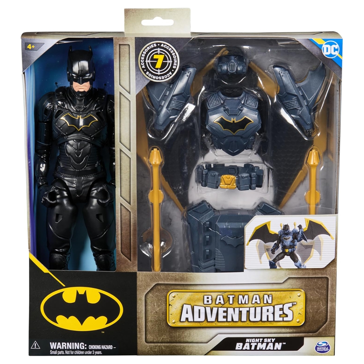 دي سي كوميكس دمية باتمان بجناحين قابلين للتمدد من سلسلة نايت سكاي بحجم 12 إنش للجنسين، 5-7 سنوات