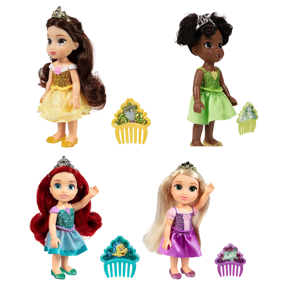 ديزني برينسس دمية بيبي صغيرة مزينة بالجليتر 6 إنش منوعة للبنات، 3-4 سنوات