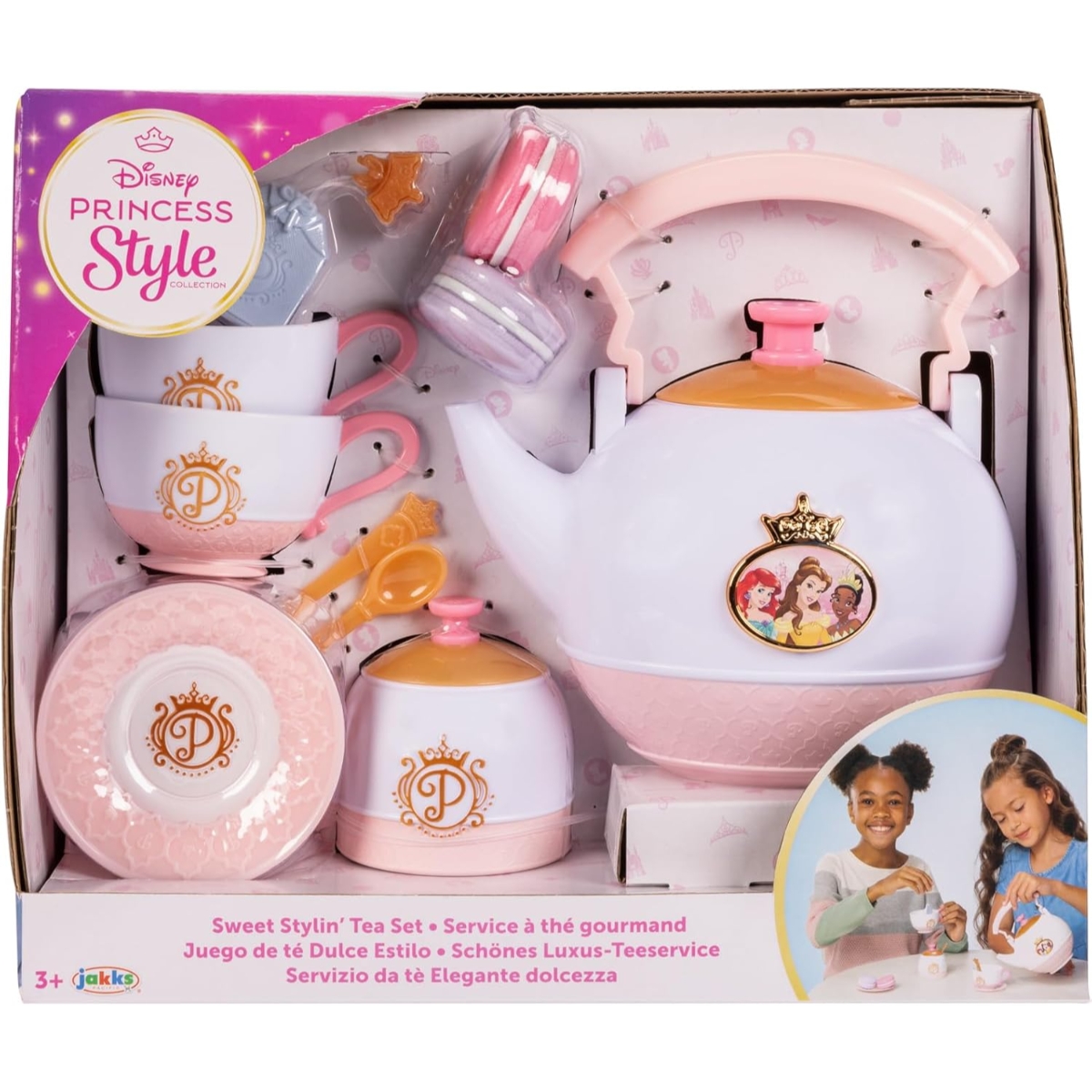 ديزني برينسس ستايل كولكشن طقم شاي بتصميم أنيق للبنات، 3-4 سنوات