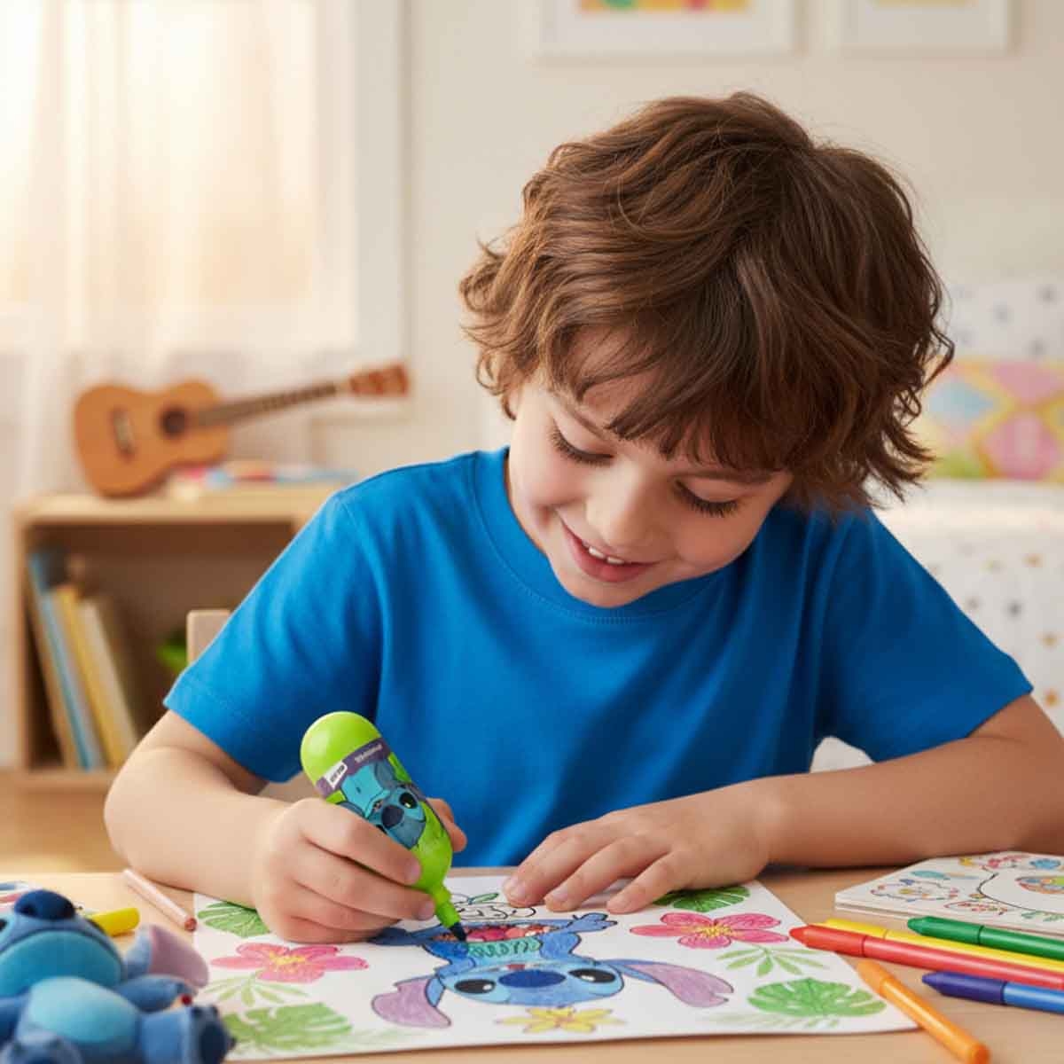 ديزني ستيتش قلم تمييز متأرجح مع بطاقة خلفية للأطفال بعمر 3-4 سنوات