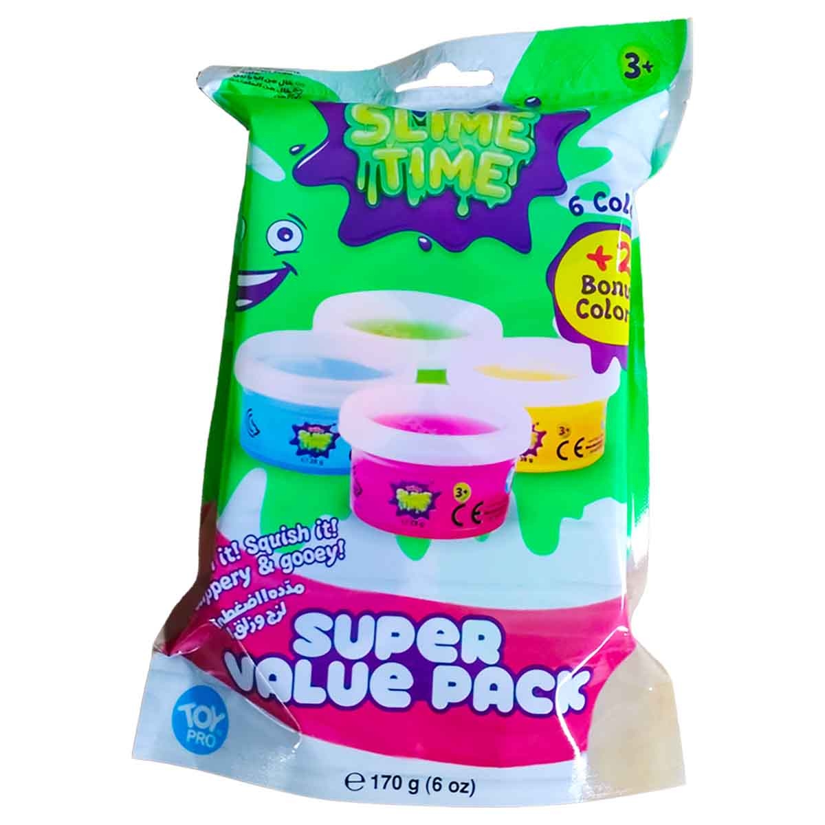 دوه تايم مجموعة سلايم فائقة القيمة بستة ألوان وزن 6 أونصات، للجنسين، للأعمار من 3 إلى 4 سنوات