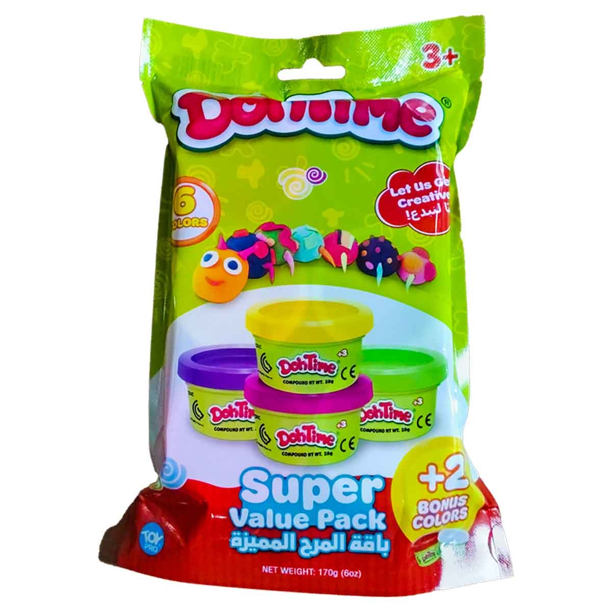 دوه تايم مجموعة فائقة القيمة بستة ألوان وزن 6 أونصات، للجنسين، للأعمار من 3 إلى 4 سنوات