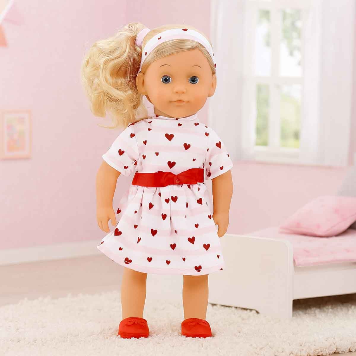 دولز وورلد دمية شارلوت أزياء بشعر ذهبي ناعمة الجسم 14 إنش للرضع، 0-2 سنوات