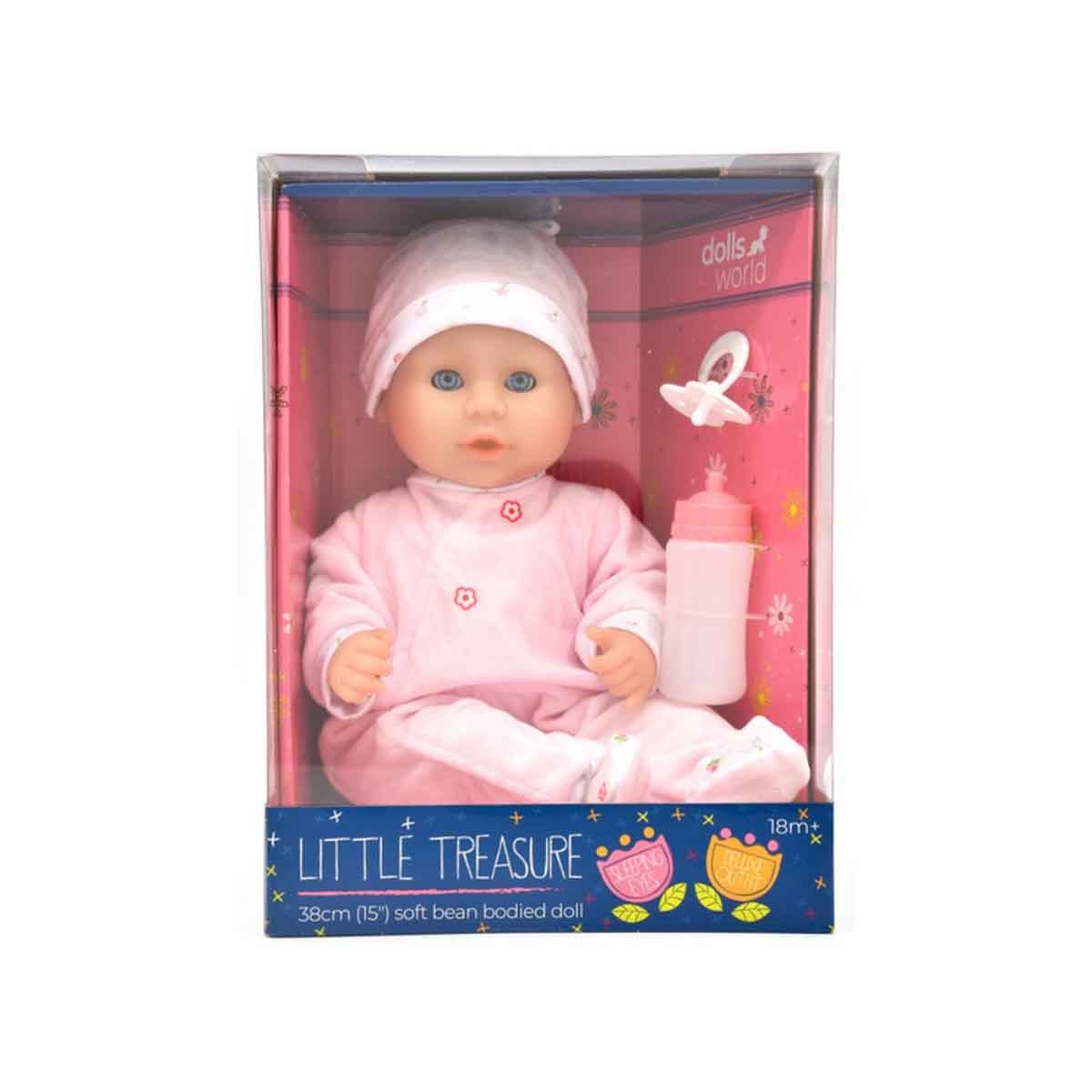دولز وورلد دمية ليتل تريجر ناعمة بحشوة حبوب 15 إنش للرضع، 0-2 سنوات