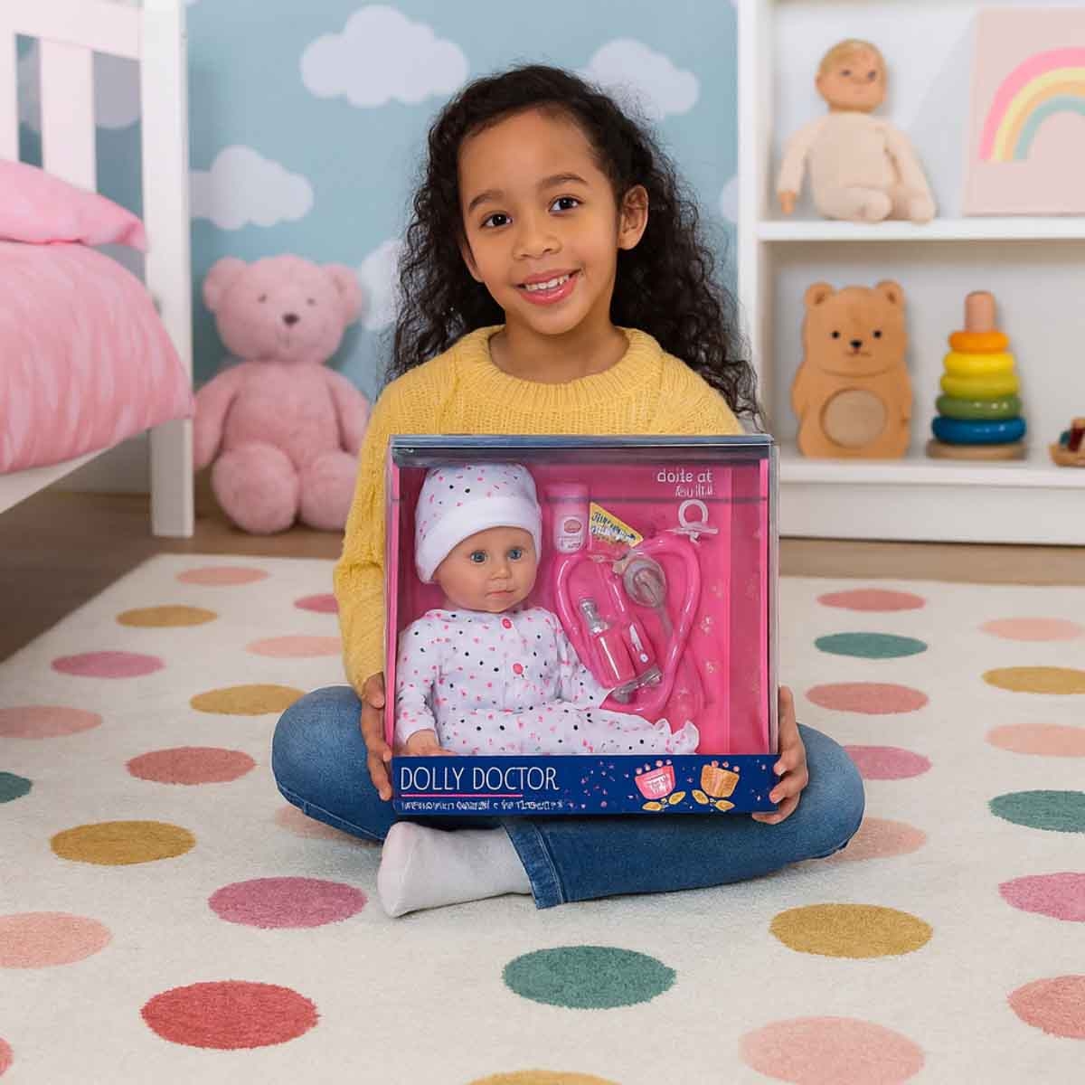 دولز وورلد دمية دكتور دولي فاخرة ناعمة الجسم 18 إنش للبنات، 3-4 سنوات