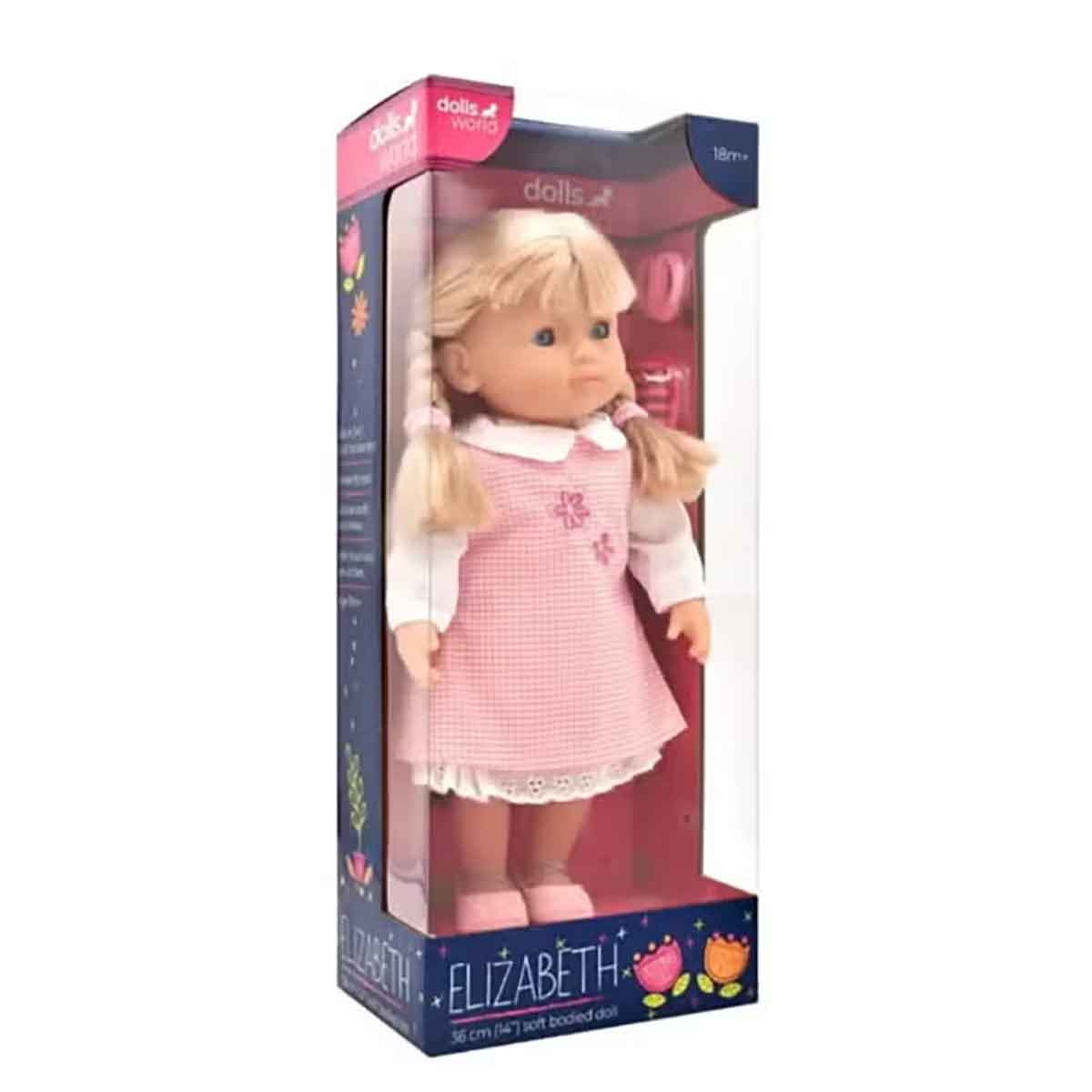 دولز وورلد دمية إليزابيث بشعر ناعمة الجسم 14 إنش للرضع، 0-2 سنوات