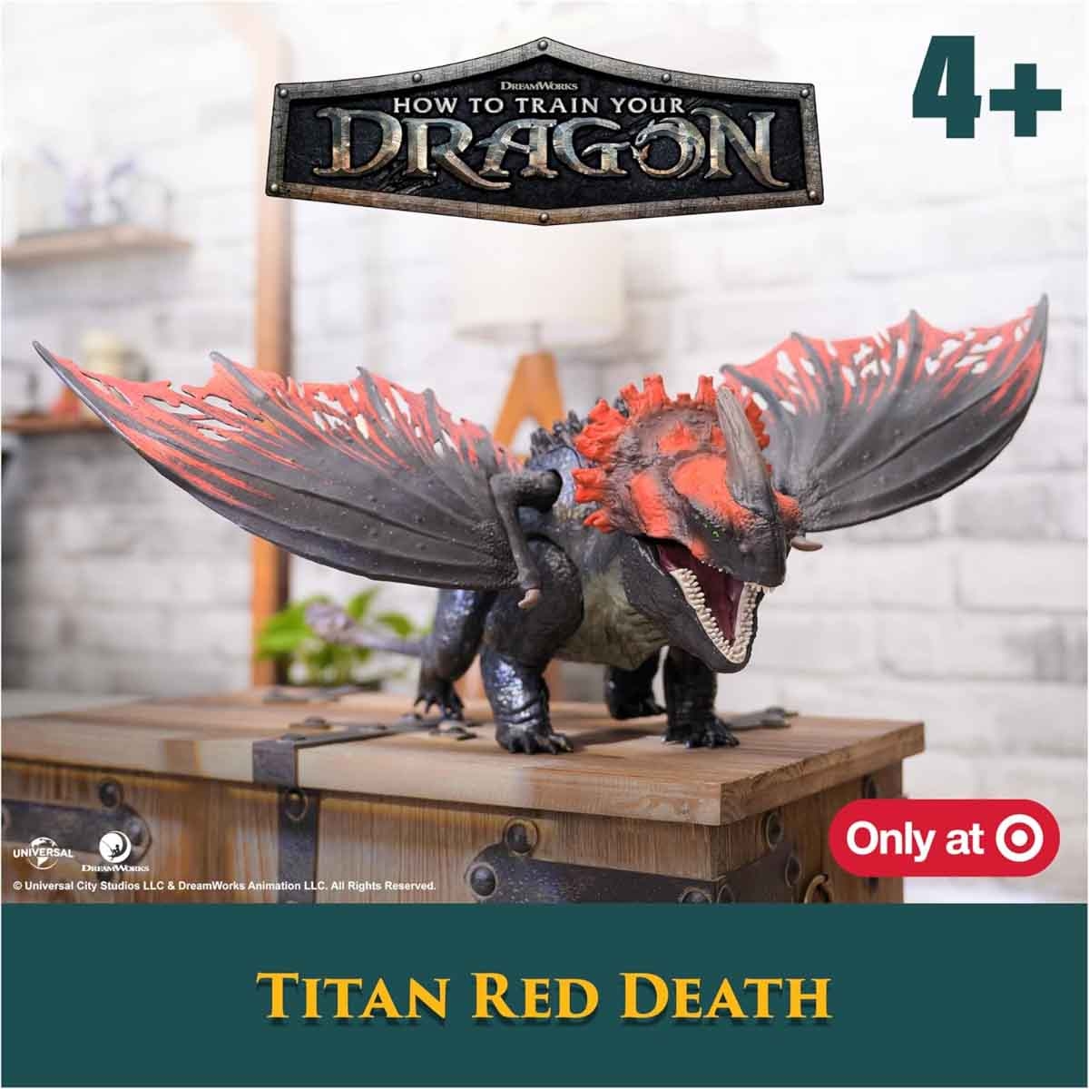 دريم وركس جزيرة التنانين مجسم أكشن ضخم تايتن ريد ديث للأولاد من 5 إلى 7 سنوات