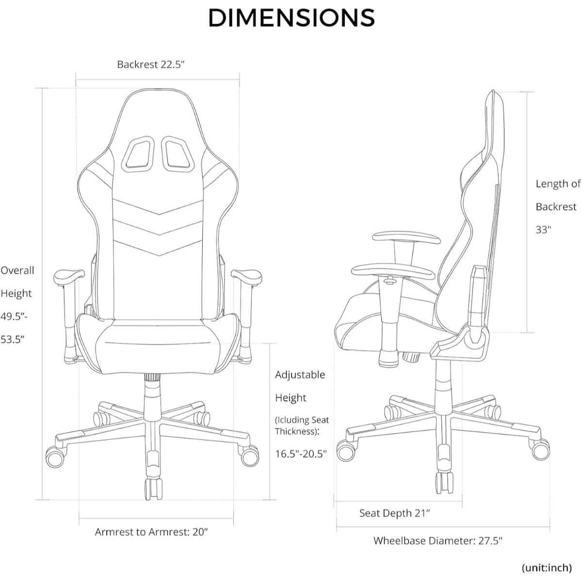 دي إكس ريسر برينس P132 سيريز أسود/أبيض كرسي ألعاب