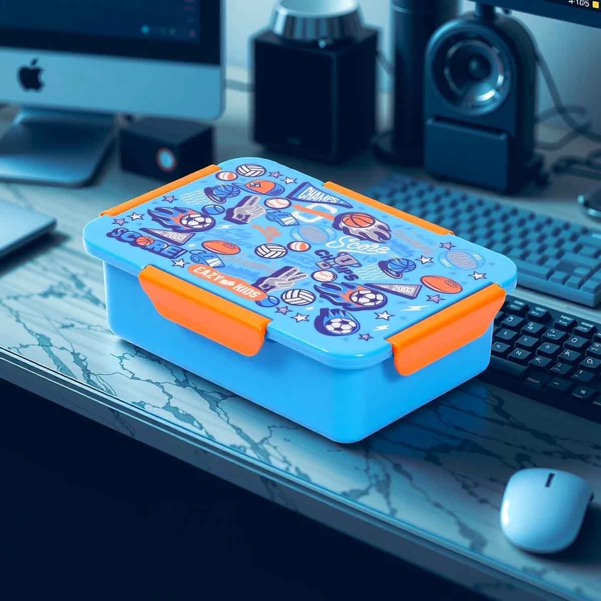 إيزي كيدز صندوق غداء بنتو قابل للتقسيم 1/2/3/4 أقسام بسعة 850 مل بتصميم كرة القدم