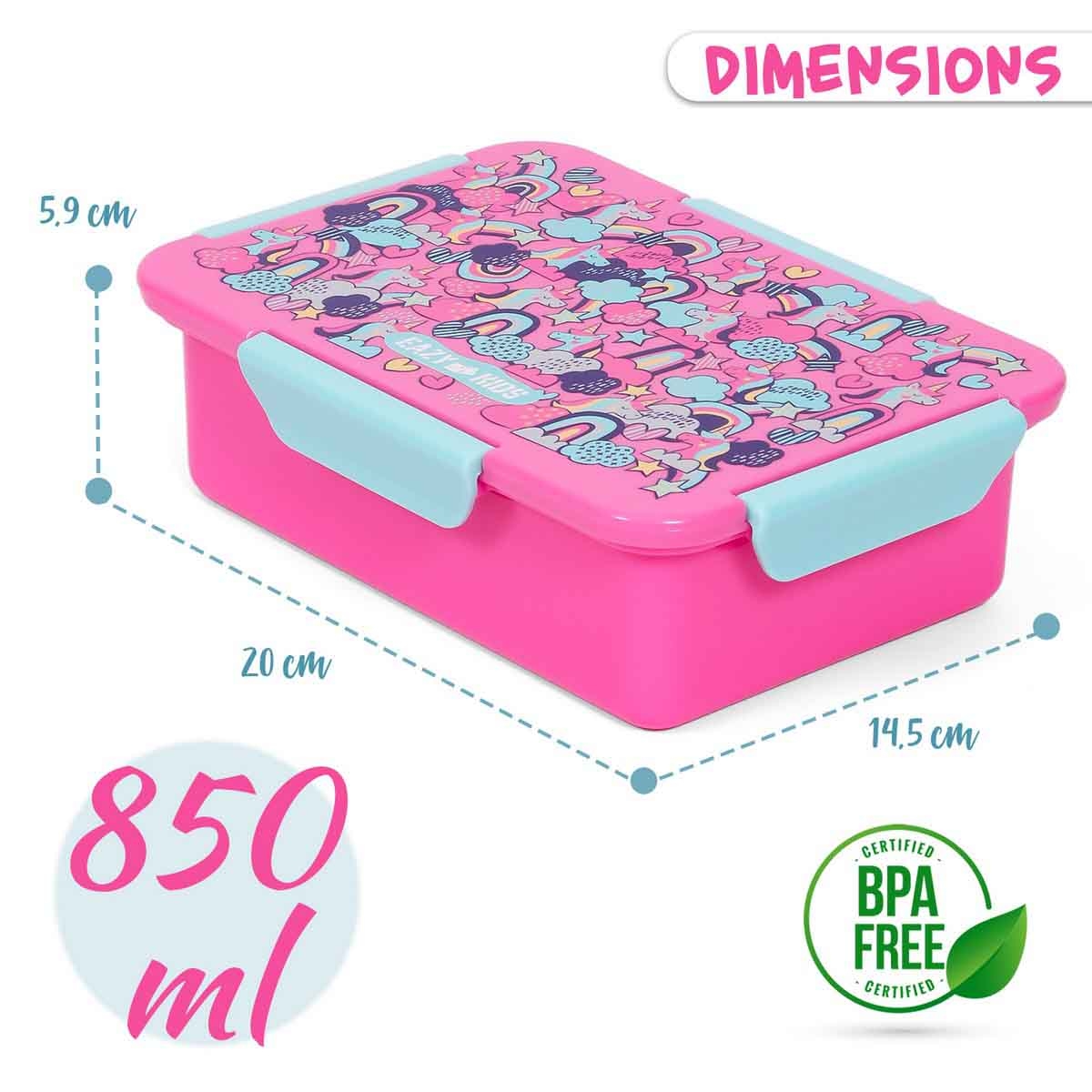 إيزي كيدز صندوق غداء بنتو قابل للتقسيم 1/2/3/4 أقسام بسعة 850 مل بتصميم يونيكورن