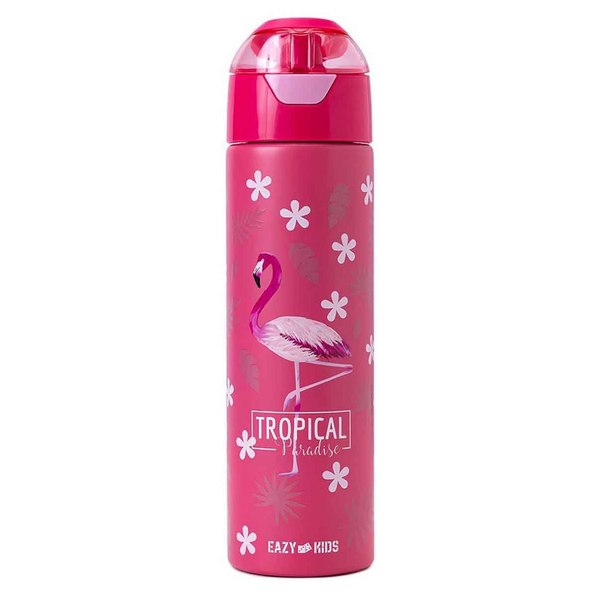 إيزي كيدز زجاجة ماء ستانلس ستيل معزولة مزدوجة الجدار 640 مل تروبيكال مع بخاخ للجنسين، 3-4 سنوات