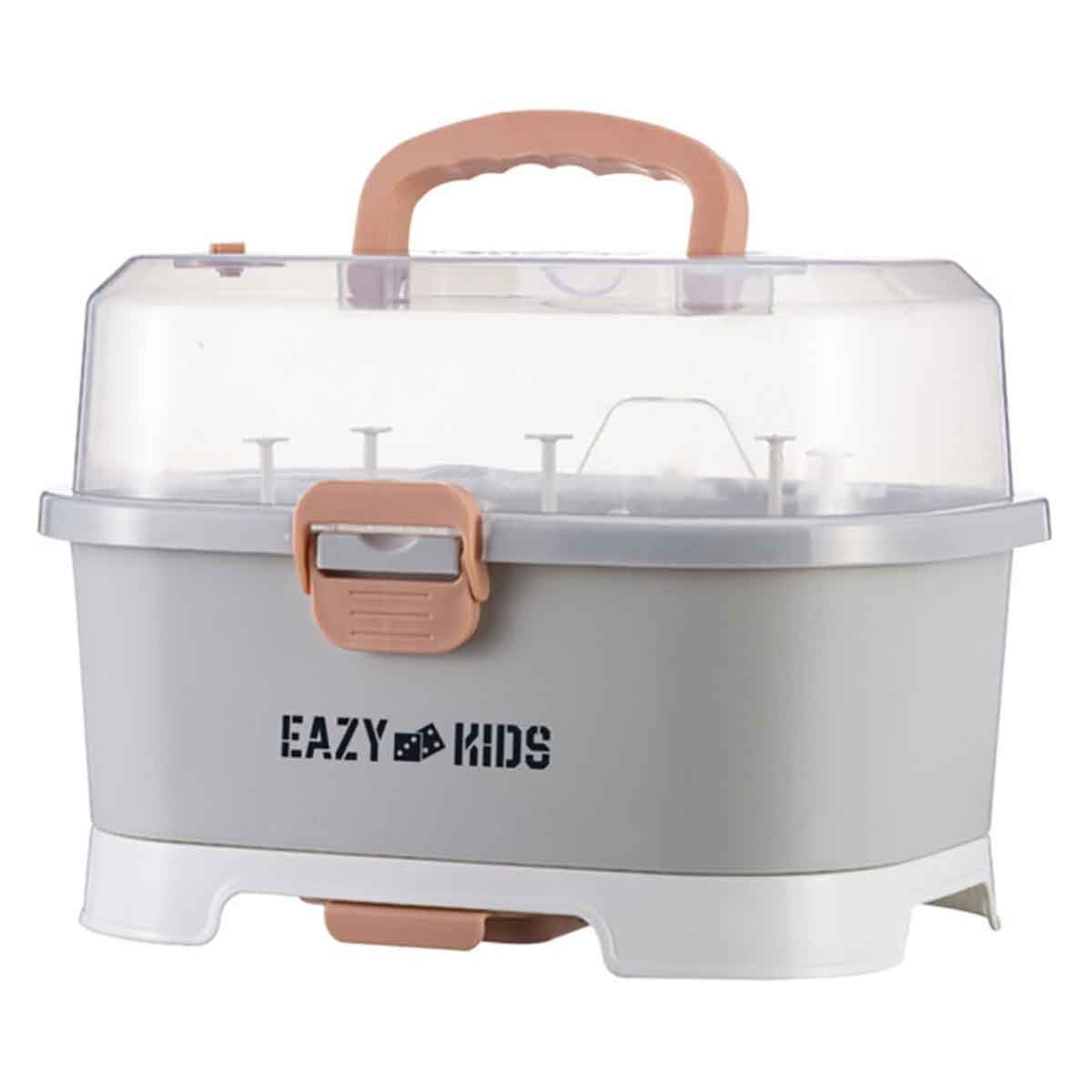 إيزي كيدز رف تجفيف زجاجات الأطفال 9 علاقات باللون الرمادي مع صندوق تخزين