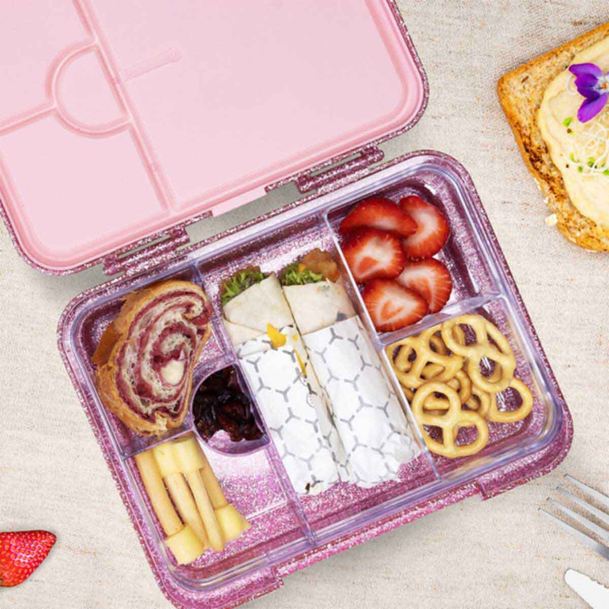 إيزي كيدز علبة غداء بنتو قابلة للتحويل بـ6 و4 أقسام - وردي لامع