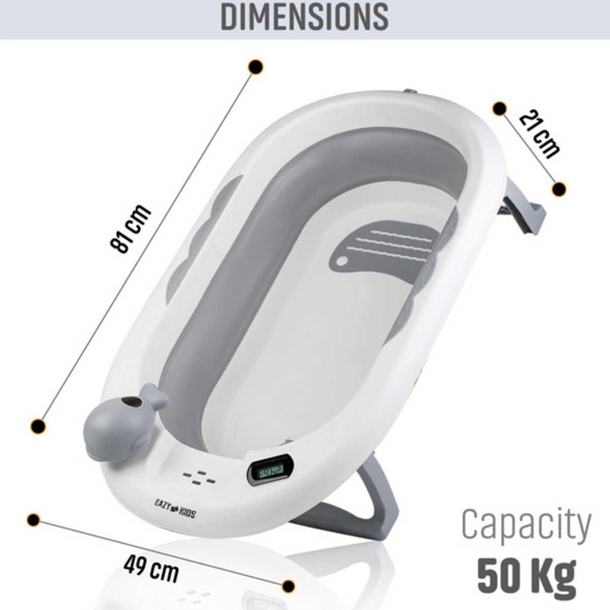 إيزي كيدز حوض استحمام قابل للطي مع تحكم بدرجة الحرارة - للأطفال الصغار، 0-2 سنوات