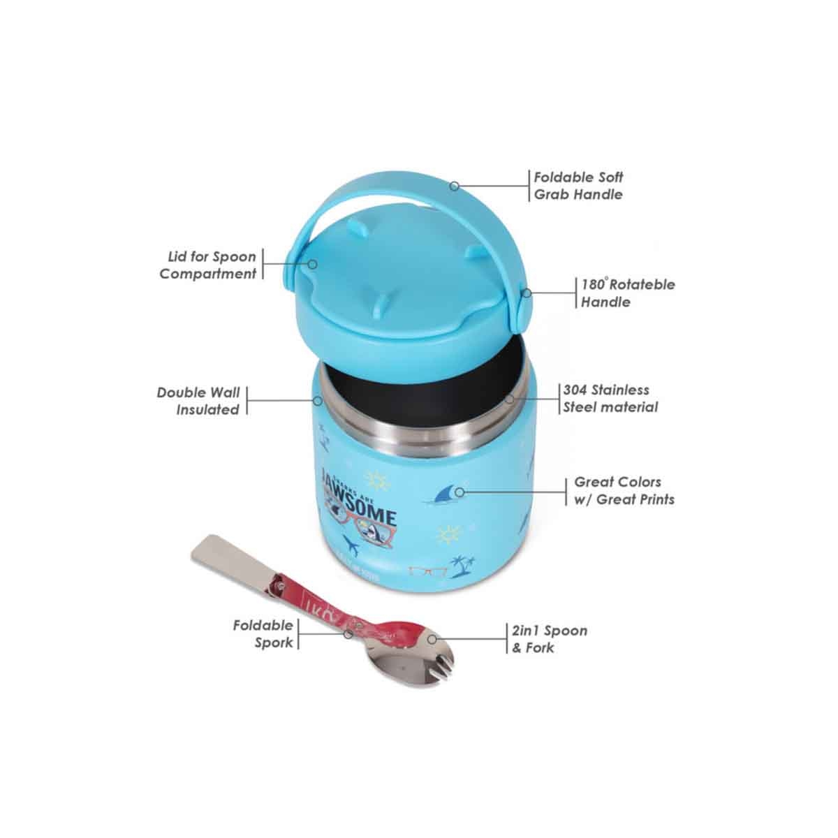 إيزي كيدز برطمان طعام حراري ستانلس ستيل جاوسوم شارك للجنسين، 3-4 سنوات