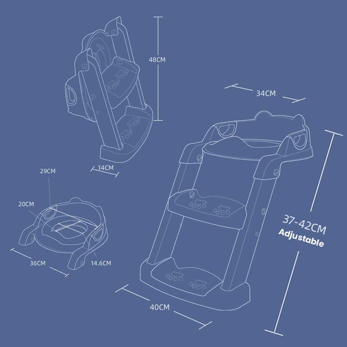 إيزي كيدز نونية تدريب قابلة للطي مع سلم باللون الأزرق