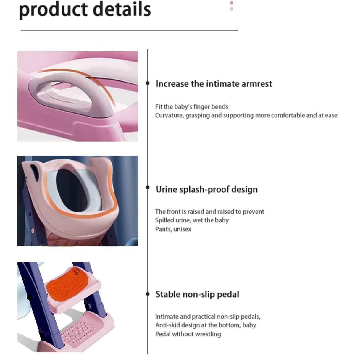 إيزي كيدز نونية تدريب قابلة للطي مع سلم باللون الوردي