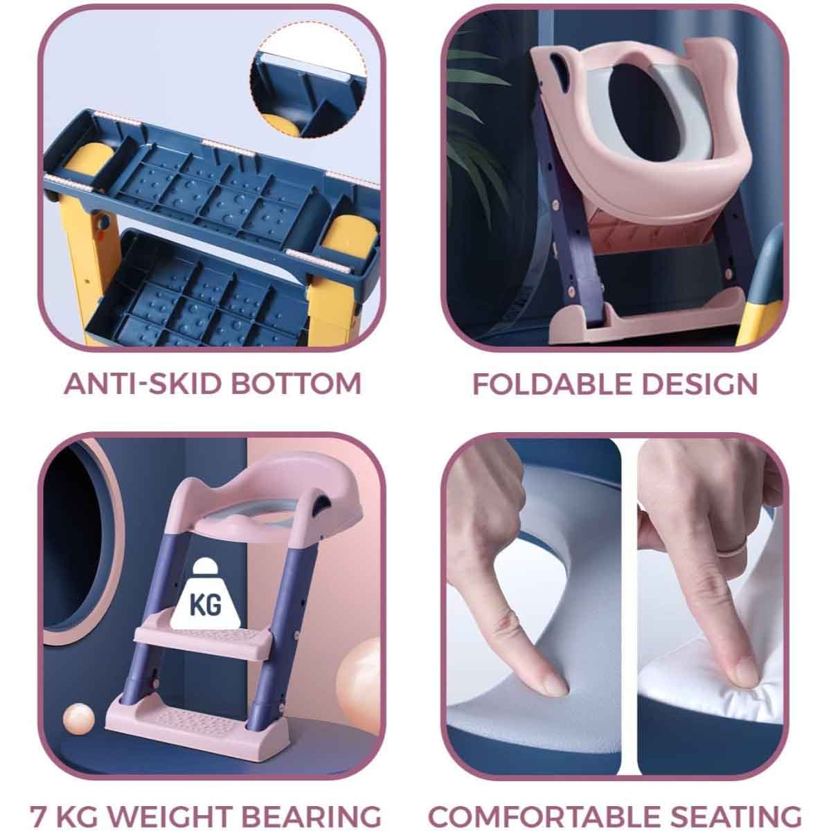 إيزي كيدز نونية تدريب قابلة للطي مع سلم باللون الوردي