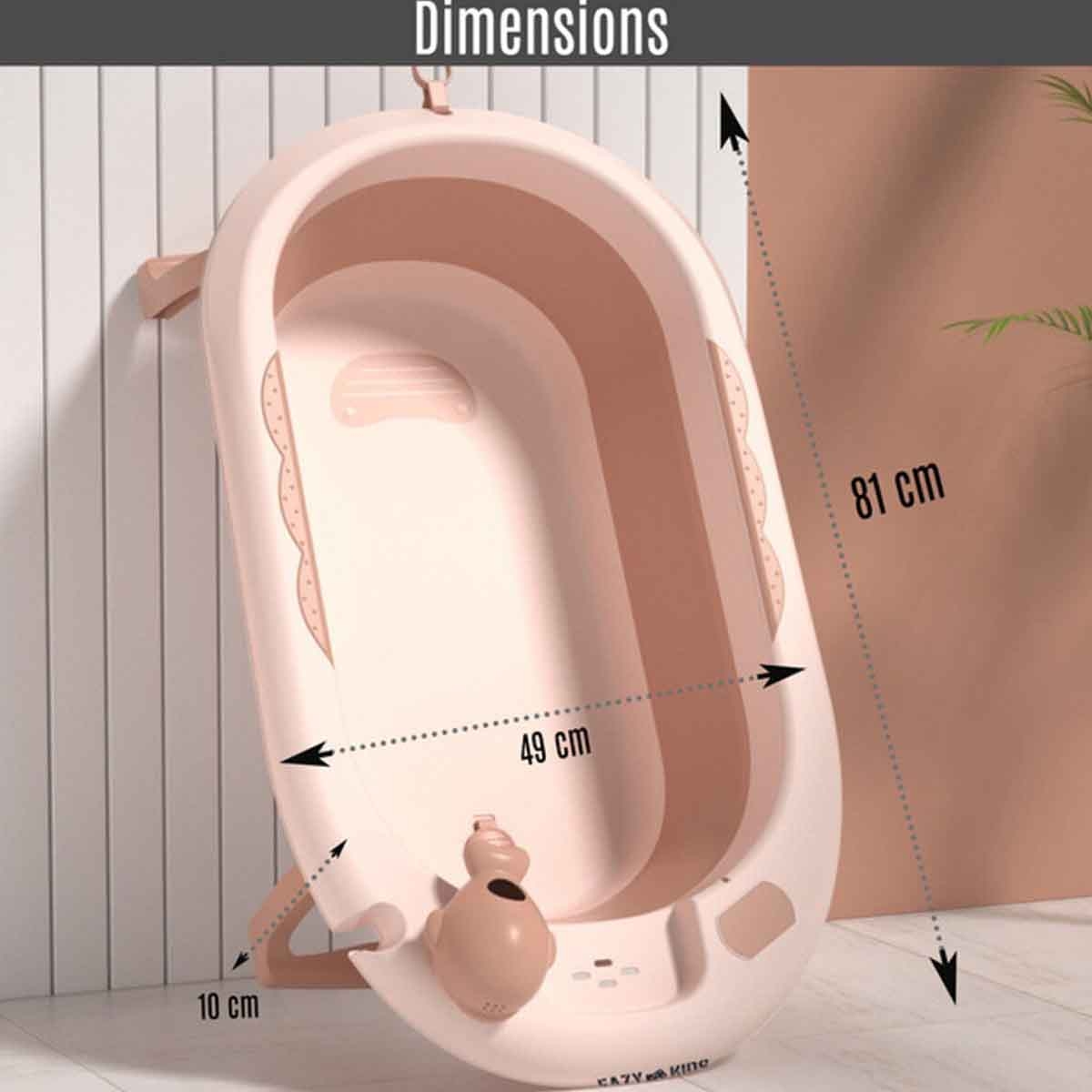 إيزي كيدز حوض استحمام قابل للطي باللون البرتقالي مع مقياس حرارة وكوب غسل رأس الرضيع
