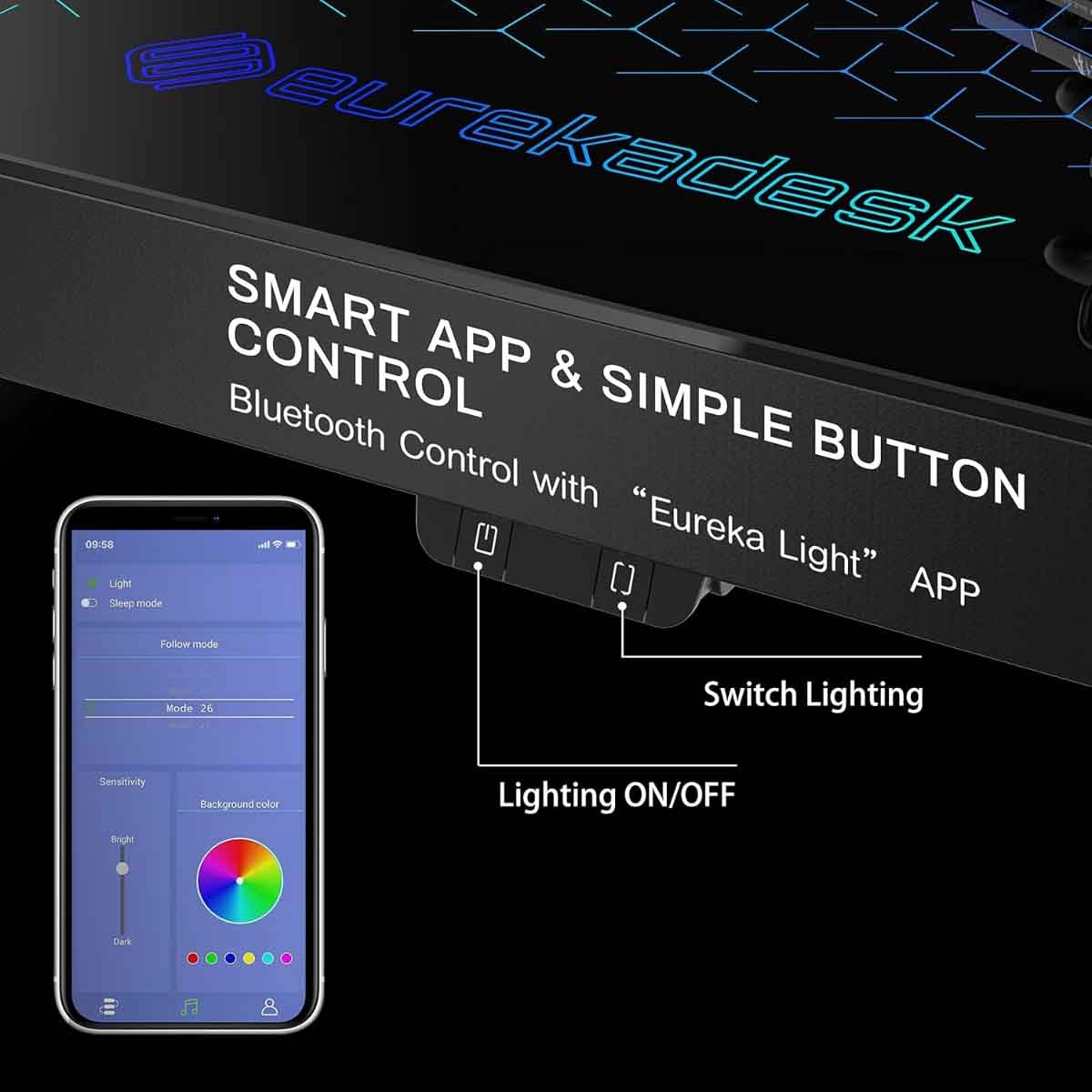 يوريكا مكتب ألعاب زجاج مقوى بإضاءة RGB مقاس 55" موديل GTG I55