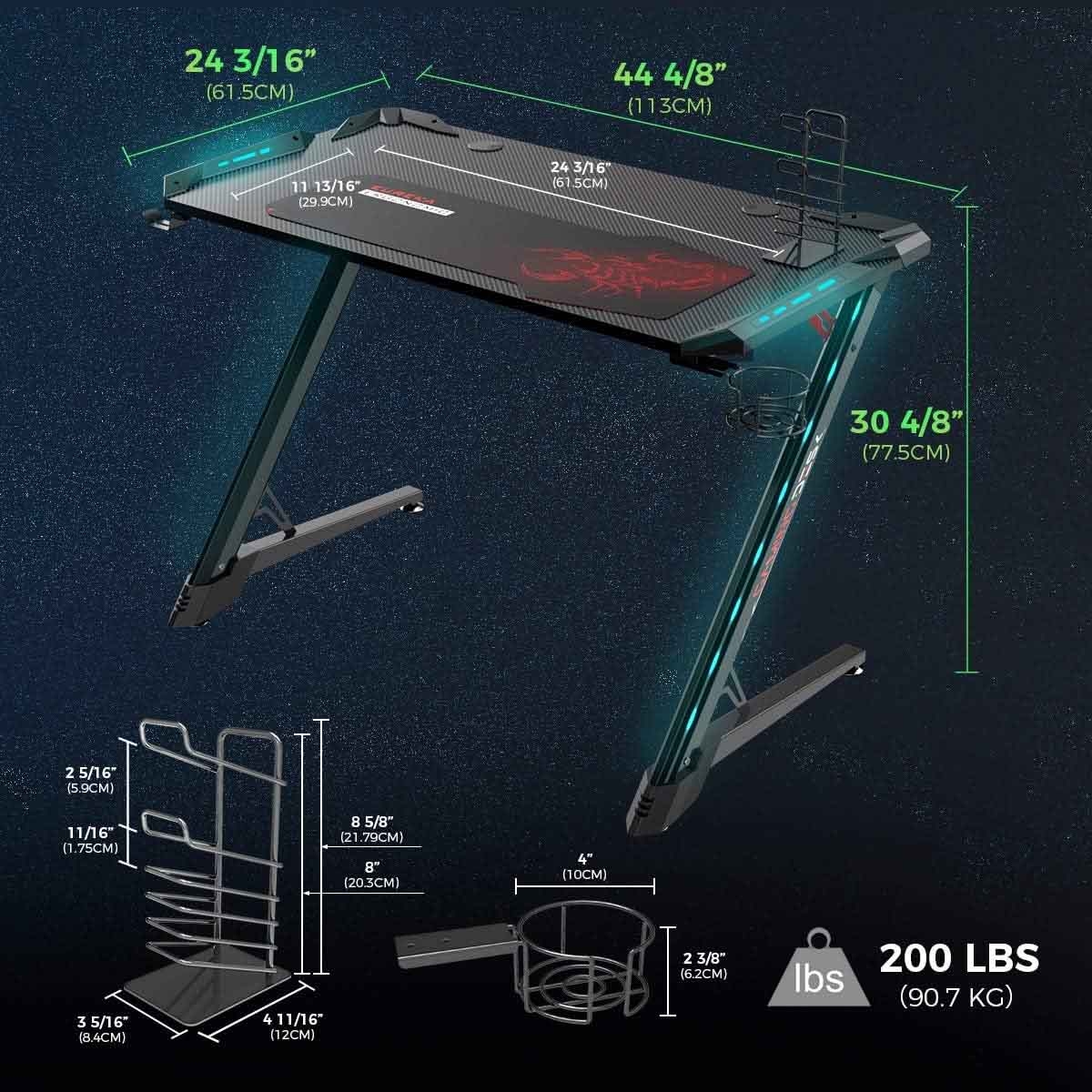 يوريكا مكتب ألعاب RGB أسود موديل Z1-S PRO
